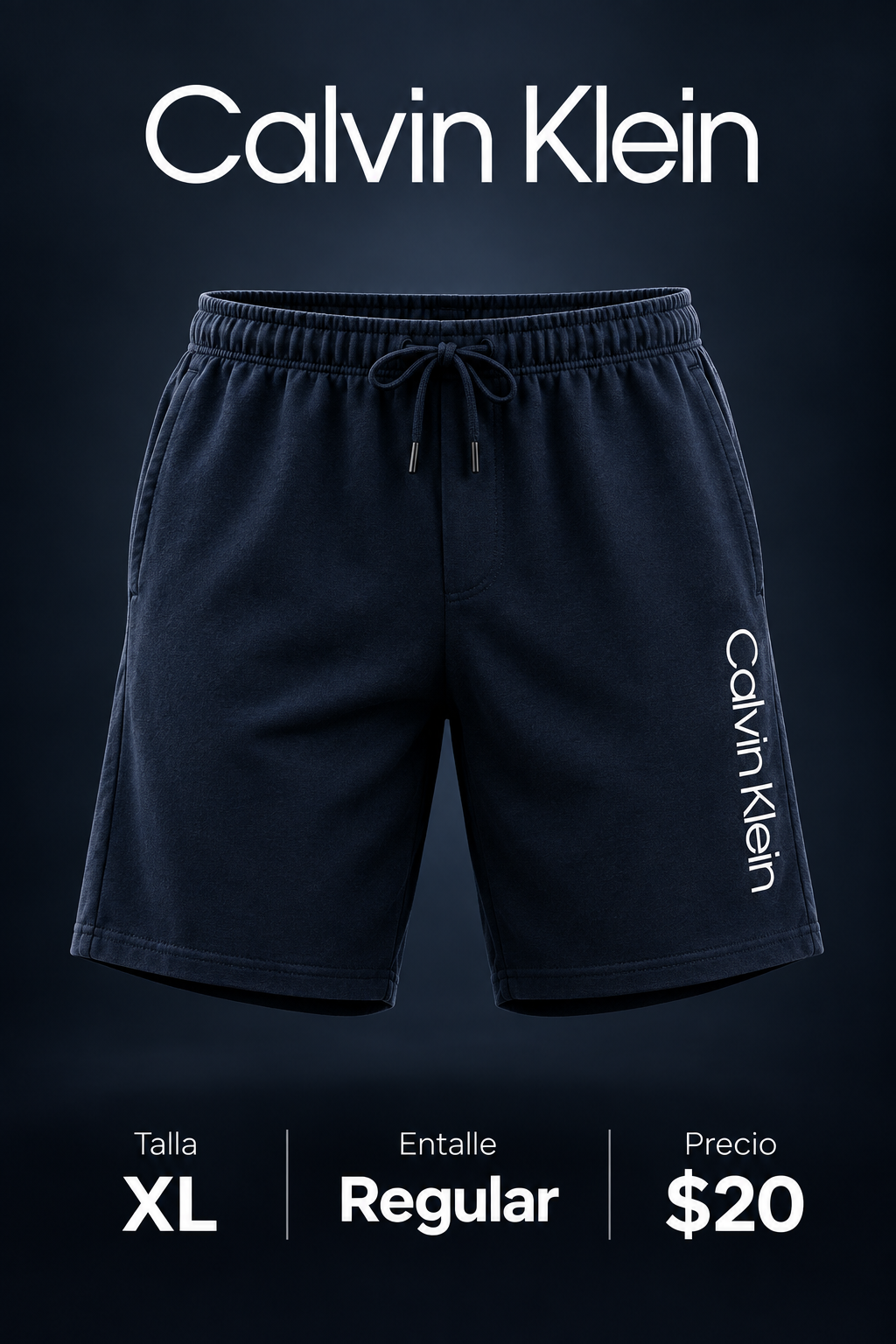 Short Lounge Calvin Klein 🇺🇸 color azul navy y logo en blanco Talla XL