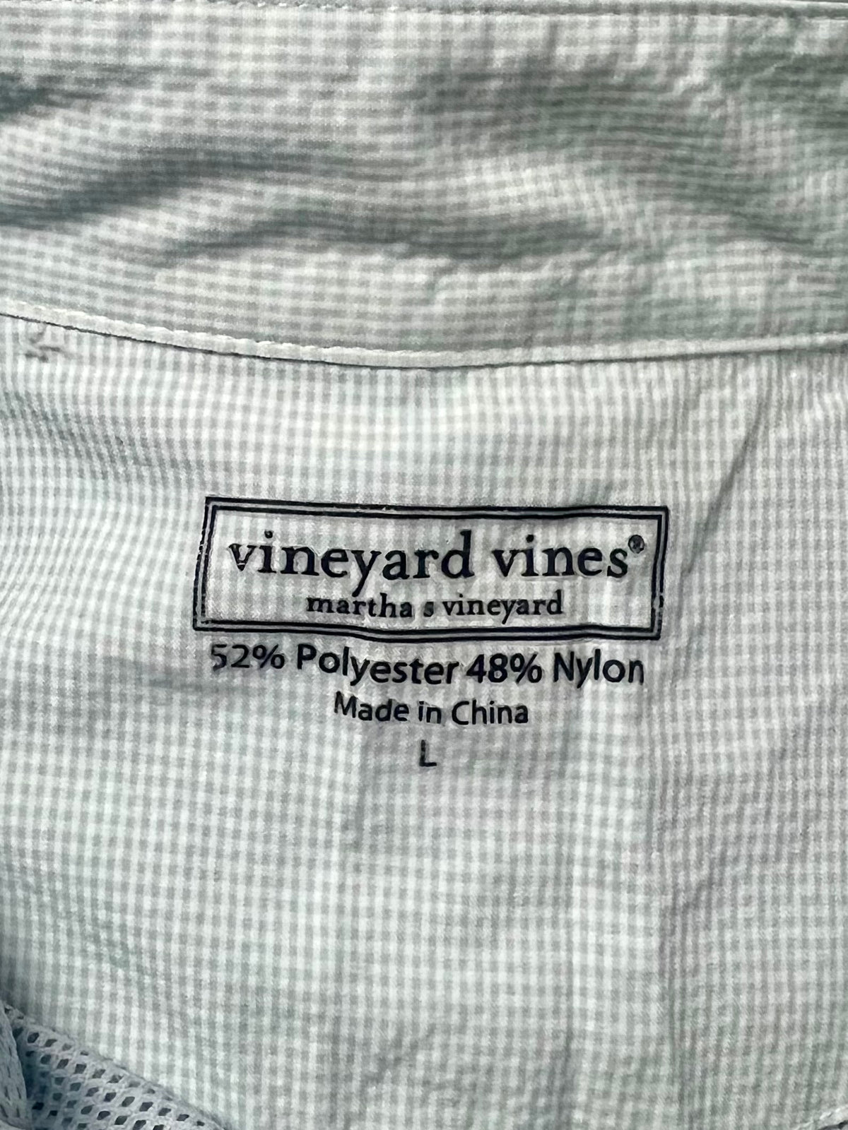 Camisa Vineyard Vines 🐳 Modelo Harbor de cuadro en color celeste y blanco Talla M Entalle regular