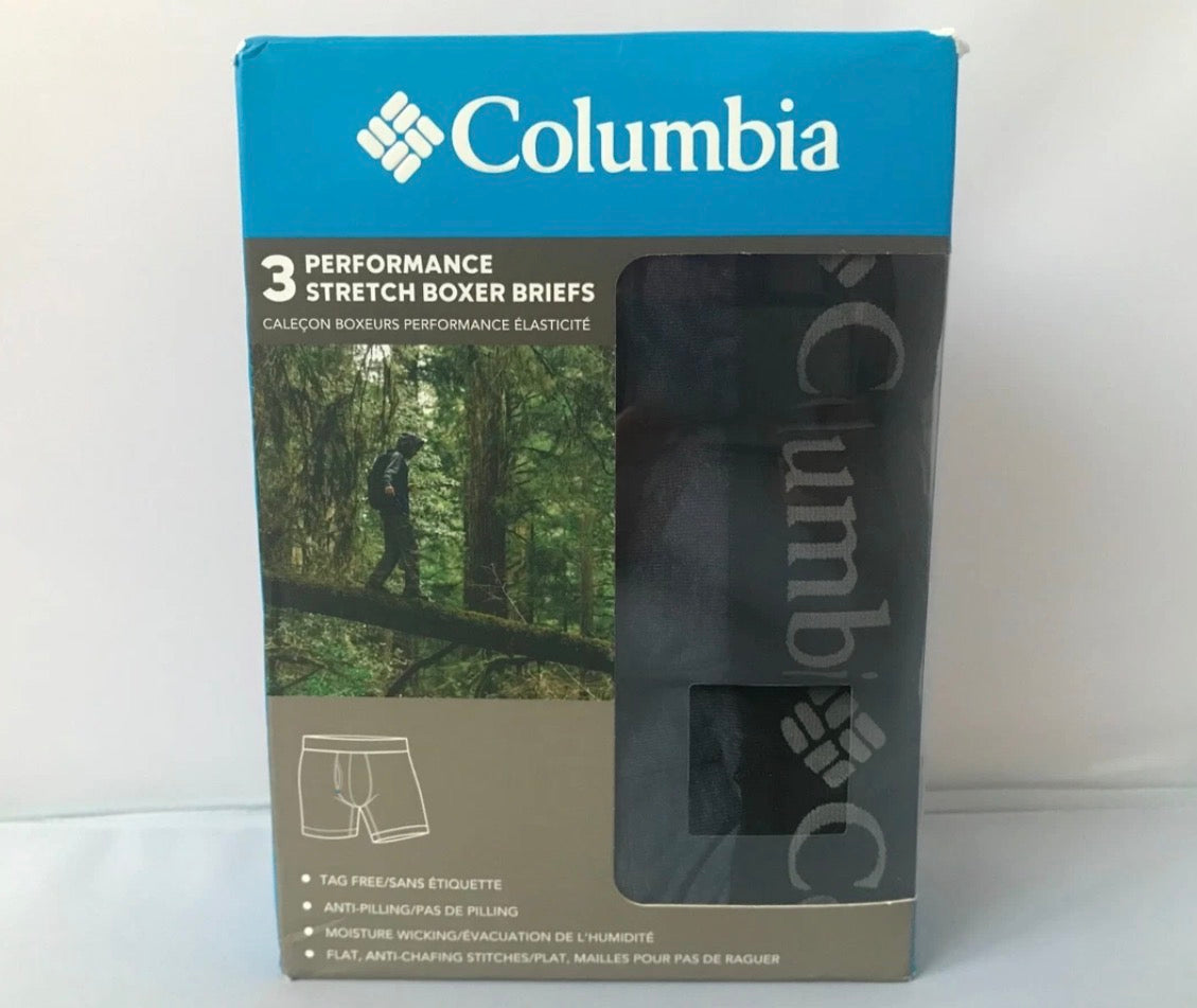 Paquete de 2 Boxers Briefs Columbia 🔷 Tela de algodón stretch color gris oscuro Talla XL
