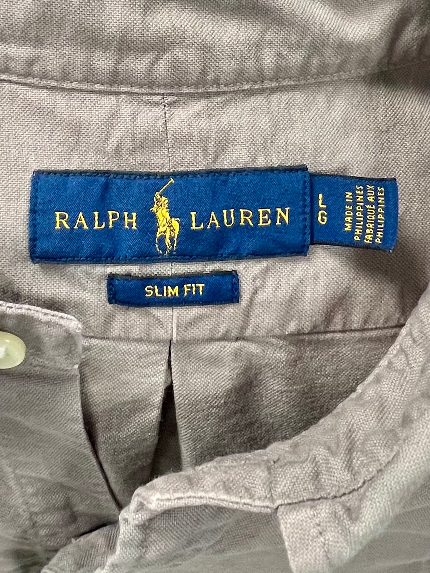 Camisa de botones Polo Ralph Lauren 🏇🏼 Oxford en color gris Talla L Entalle Slim Fit (ver descripción)