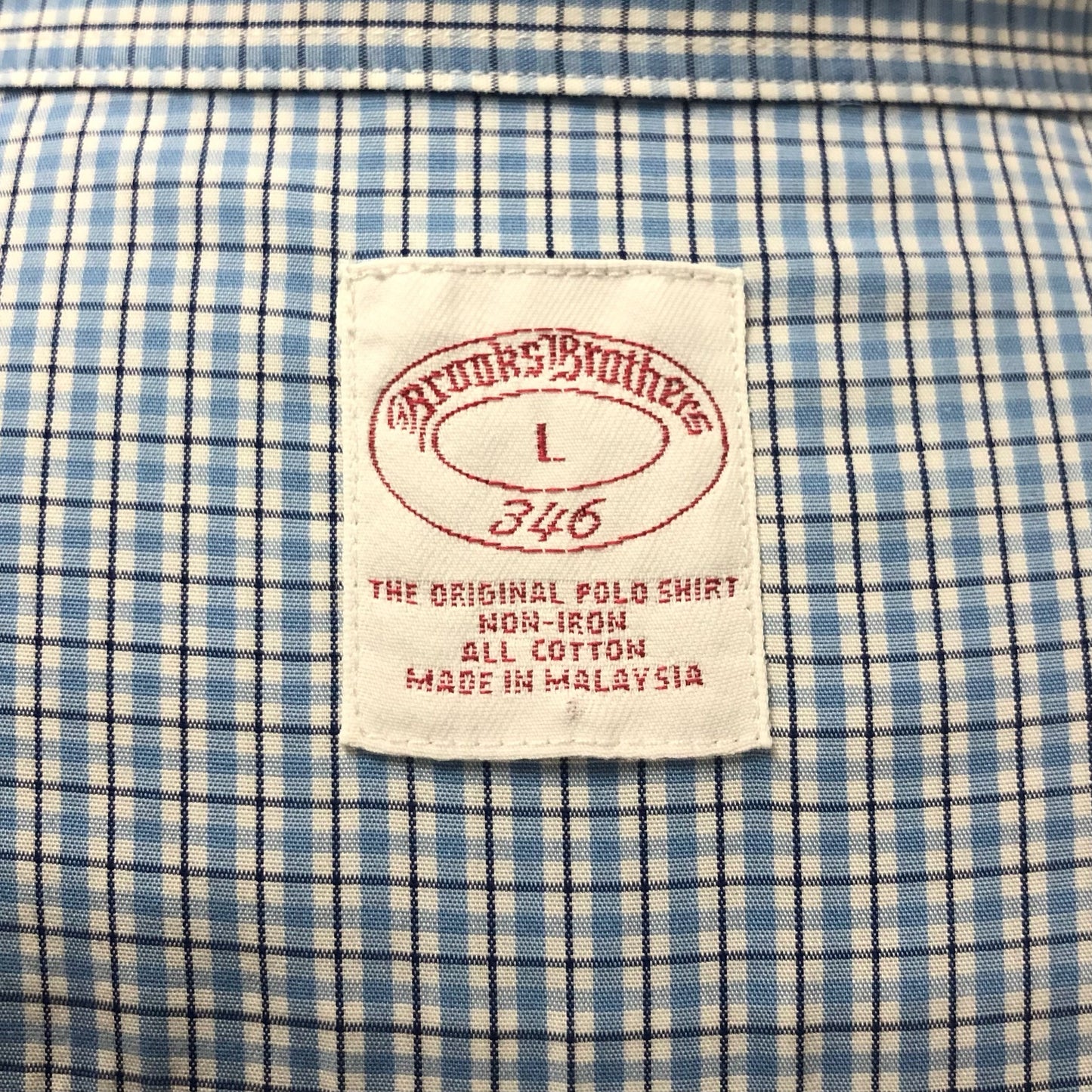 Camisa Brooks Brothers 🐑 color blanco con cuadros en celeste y azul navy Talla XL Entalle Regular