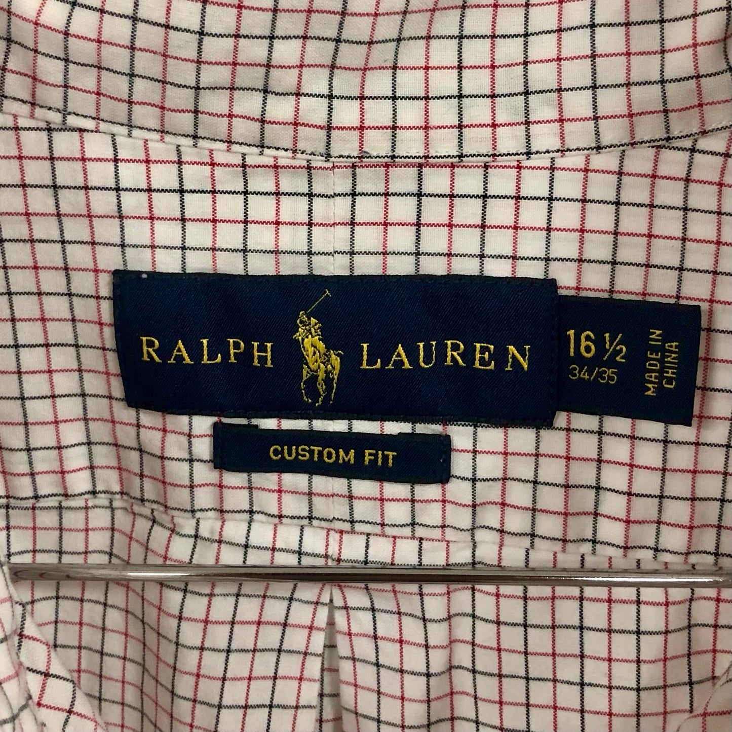 Camisa Polo Ralph Lauren 🏇🏼 Color blanco de cuadros en color azul y rojo Talla L Entalle Custom Fit