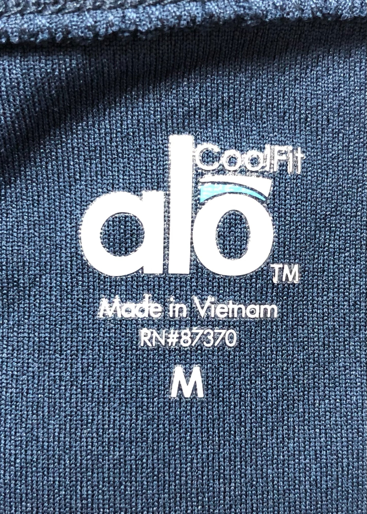 Camiseta de entrenamiento cuello redondo Alo 🧘 color azul navy y gris manga larga Talla M