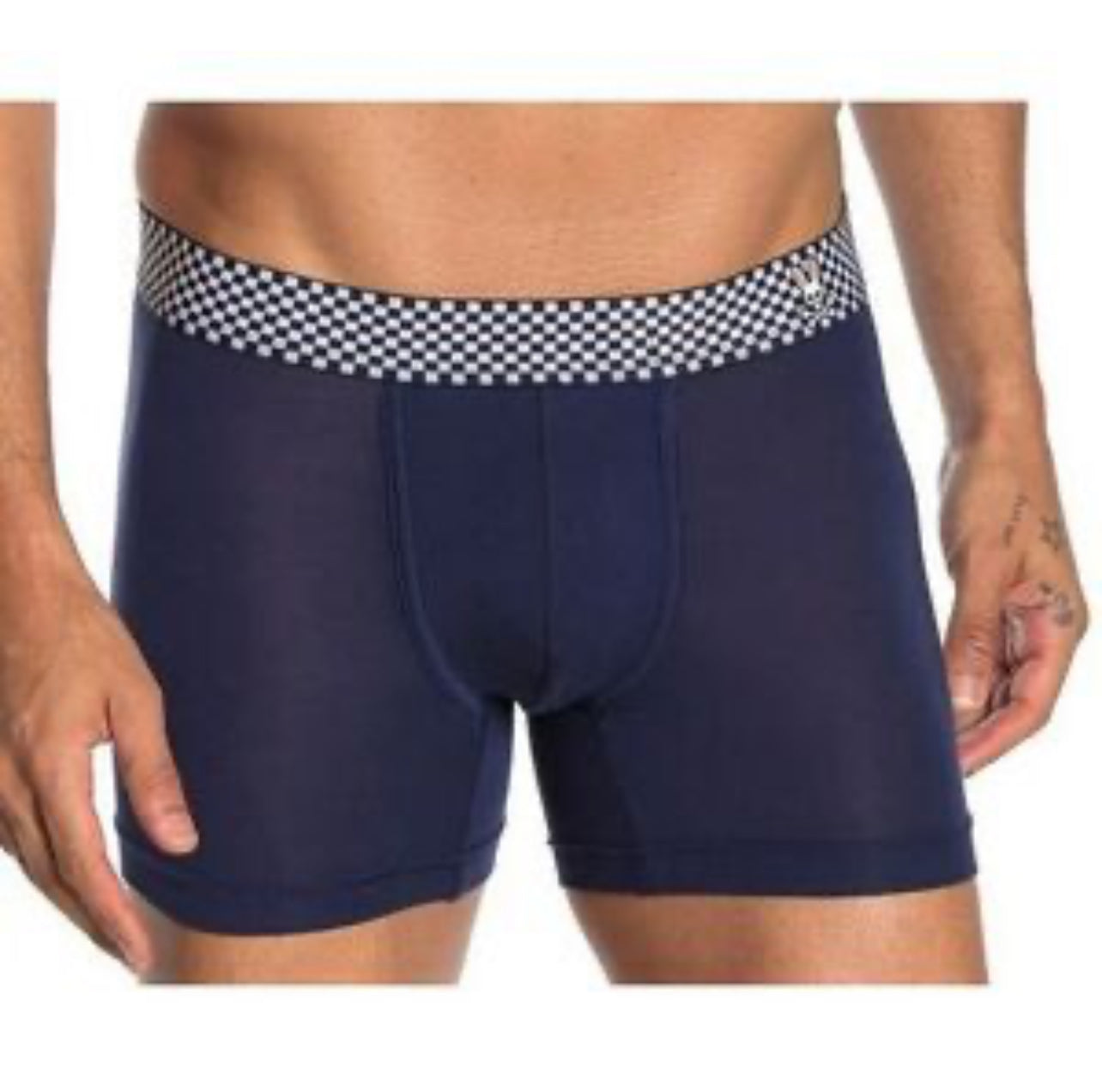 Boxer Briefs Psycho Bunny 🐰 Tela Modal Color azul navy y cintura con diseño de cuadros Talla L