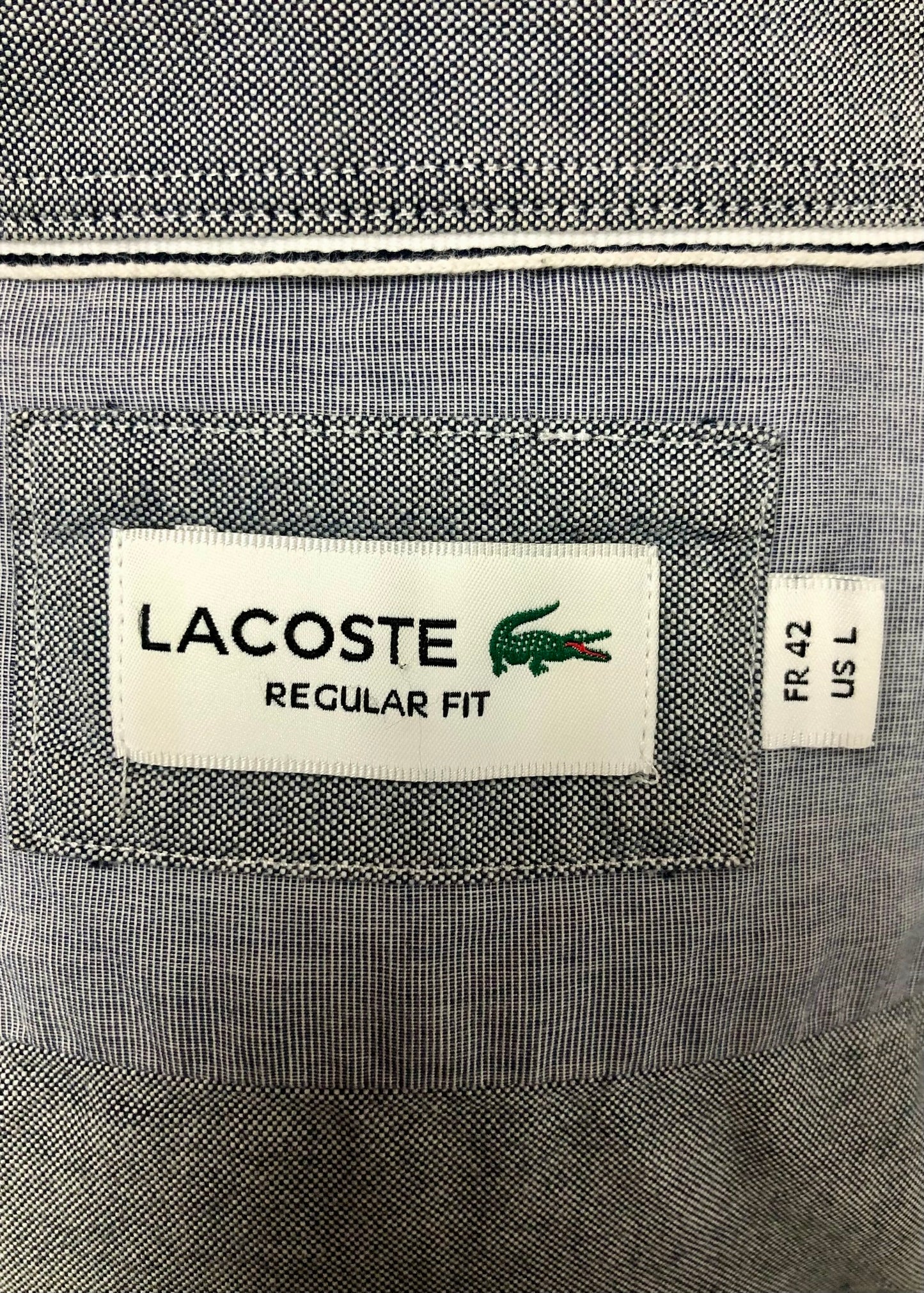 Camisa de botones Lacoste 🐊 Oxford color gris oscuro Talla L Entalle Regular