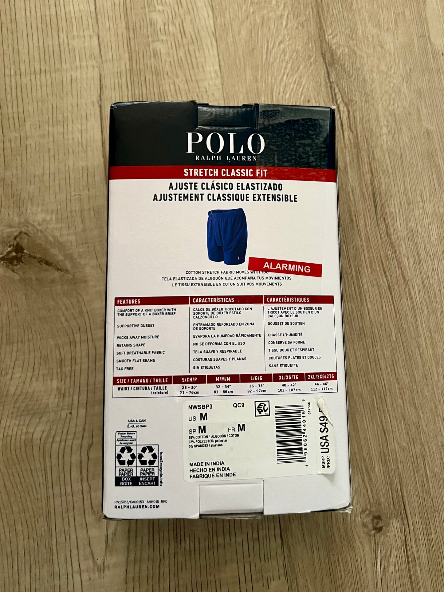 Paquete de 3 Boxer tejido Polo Ralph Lauren 🏇🏼 Classic Fit Tela algodón stretch color rojo, gris y de rayas Talla M