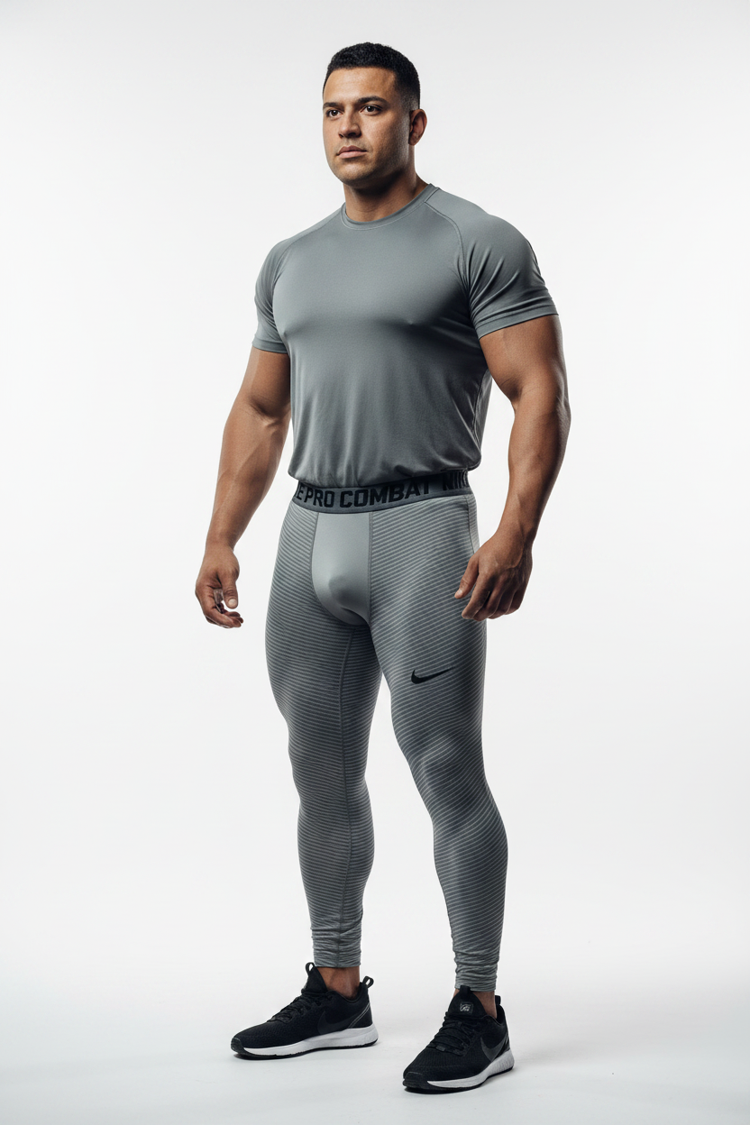 Malla de entrenamiento licra Nike ✔️ Pro Dri-FIT para hombre con diseño de rayas en color gris Talla M