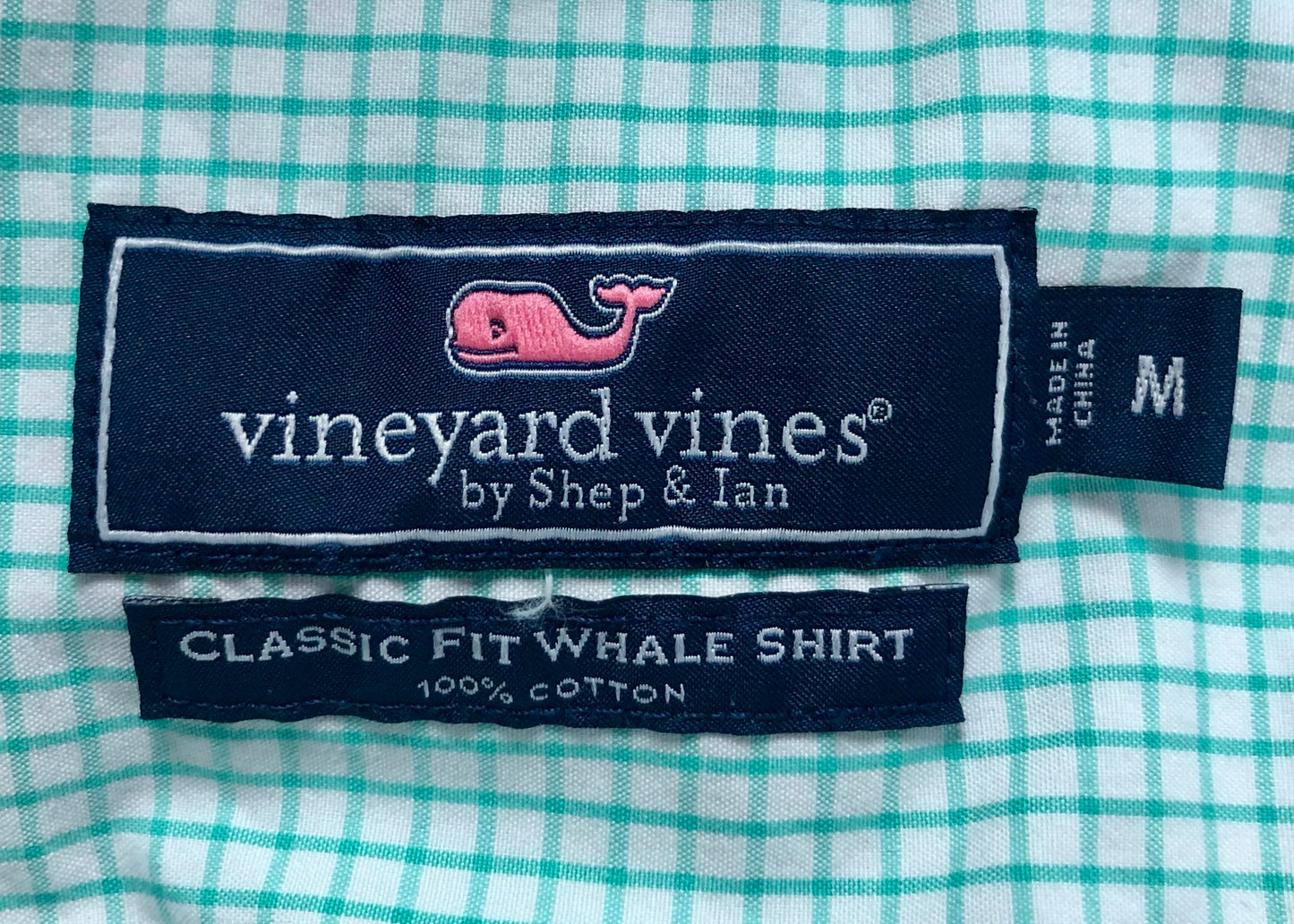 Camisa Vineyard Vines 🐳 Color blanco de cuadros en color turquesa Talla M Entalle Clásico