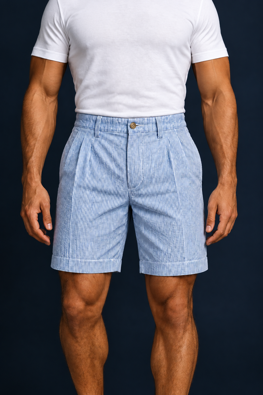 Short Casual Polo Ralph Lauren🏇 con patron de rayas en color azul y blanco talla 32