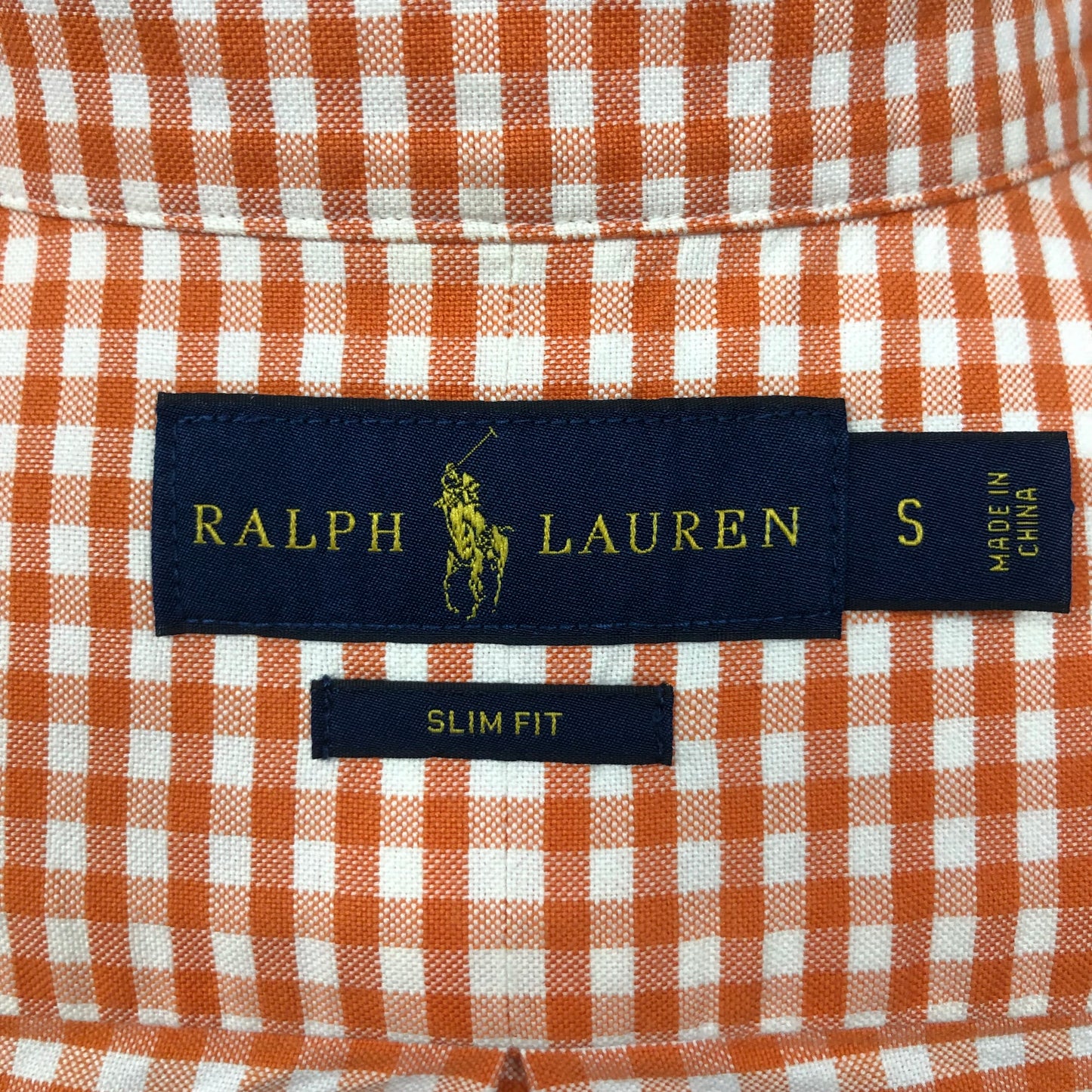 Camisa Polo Ralph Lauren 🏇🏼 Oxford de cuadros gingham naranja y blanco Talla S Entalle Slim Fit
