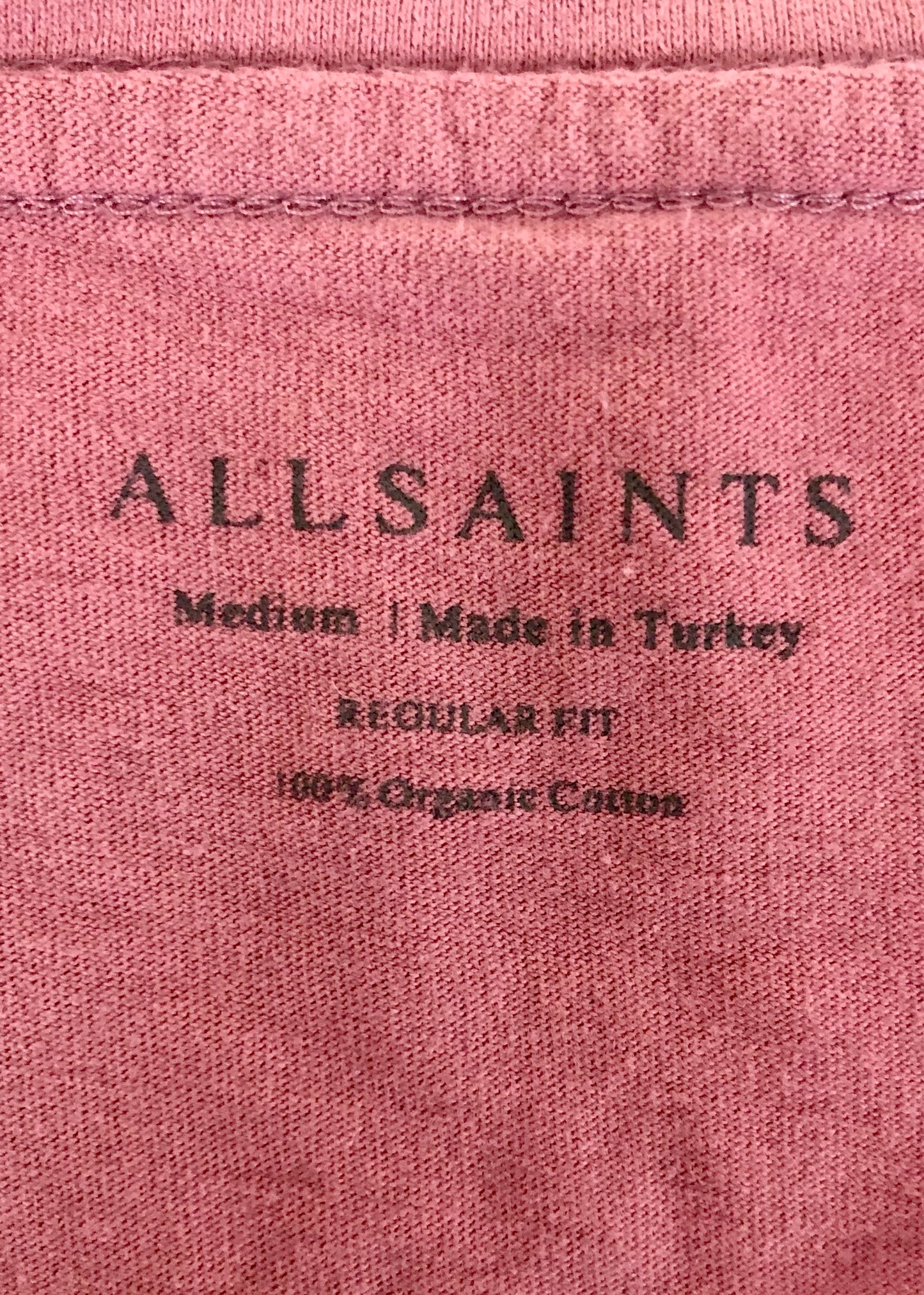 Camiseta cuello redondo AllSaints 🦌 color blanco y rayas en color rosado oscuro Talla S Entalle Regular