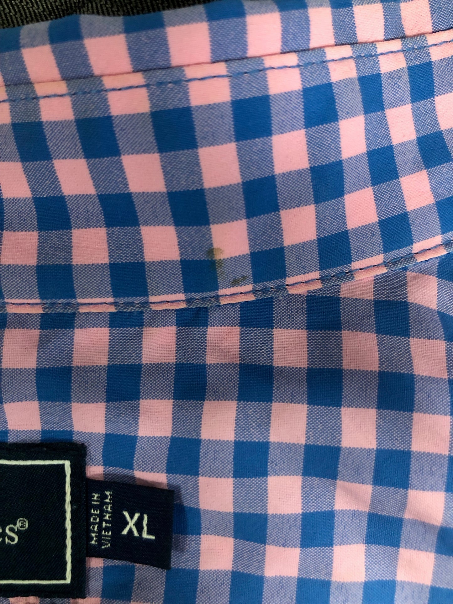 Camisa de botones Vineyard Vines 🐳 Performance de cuadros gingham en color azul y rosado Talla XL Entalle Clásico