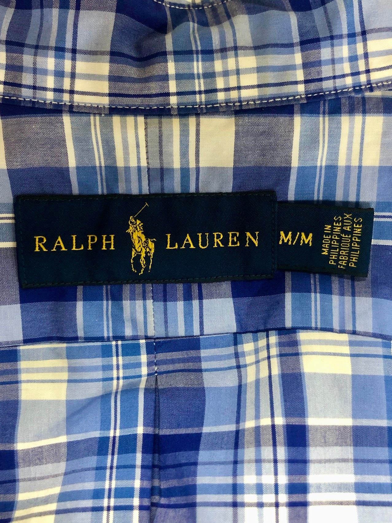 Camisa Polo Ralph Lauren 🏇🏼 de cuadros tartán en azul y blanco Talla M Entalle Regular