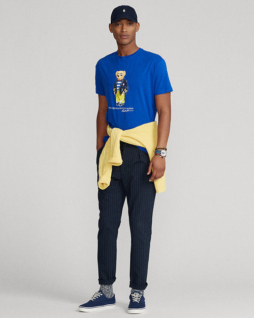 Camiseta cuello redondo Polo Ralph Lauren 🏇🏼 Color azul con diseño de polo bear Talla L y XL Entalle Clásico