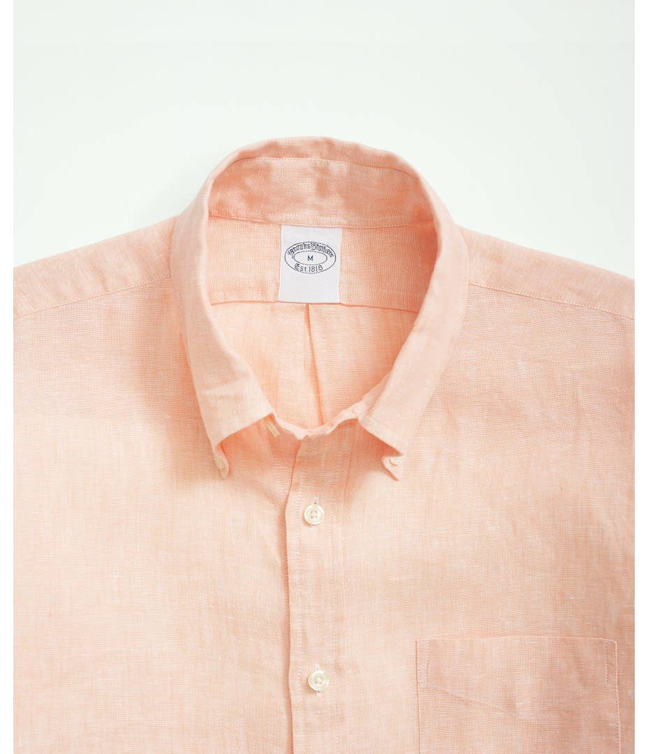 Camisa Brooks Brothers 🐑 De lino color naranja Talla L Entalle Regular