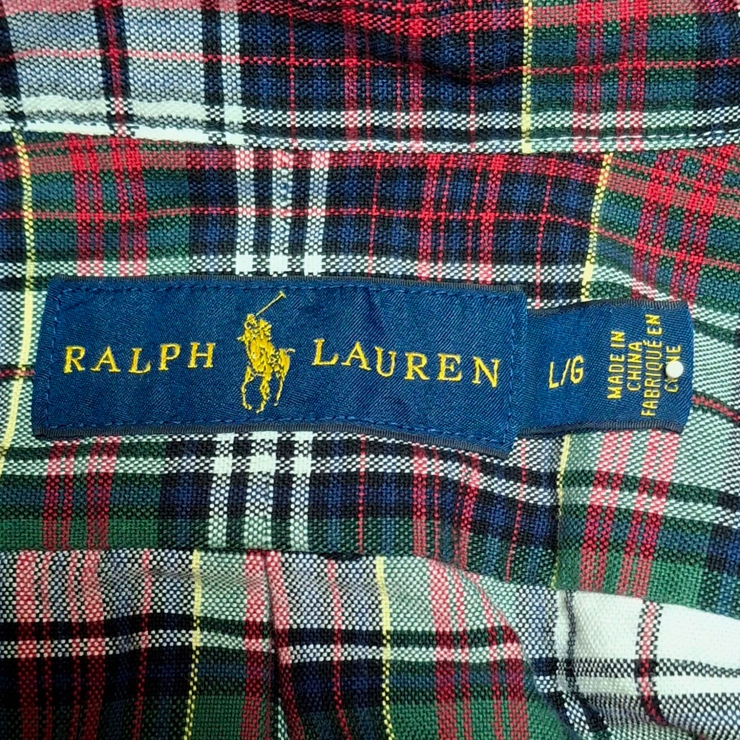 Camisa Polo Ralph Lauren 🏇🏼 Oxford con patron de cuadros rojo, verde oscuro y blanco Talla L Entalle Regular