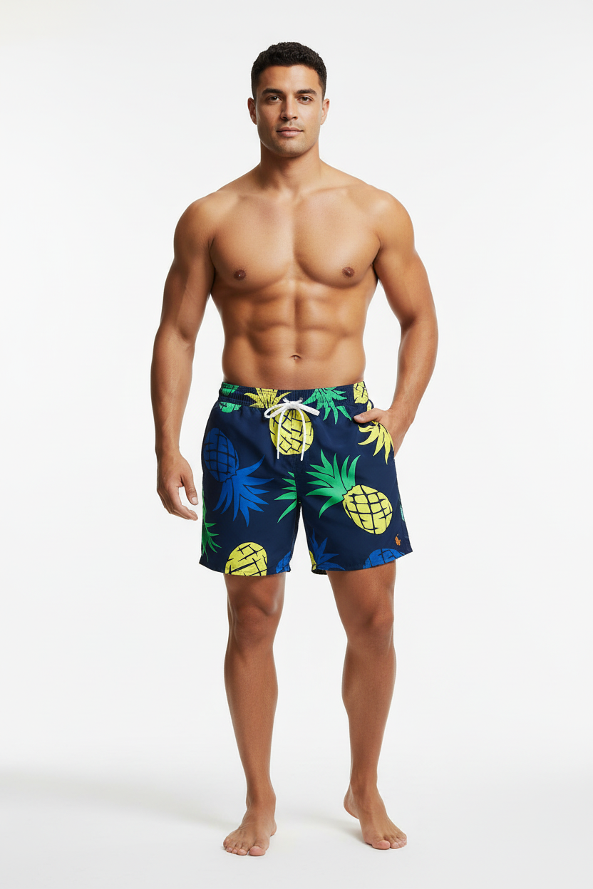 Short de baño Polo Ralph Lauren 🏇🏼 color azul navy con diseño de piñas talla M