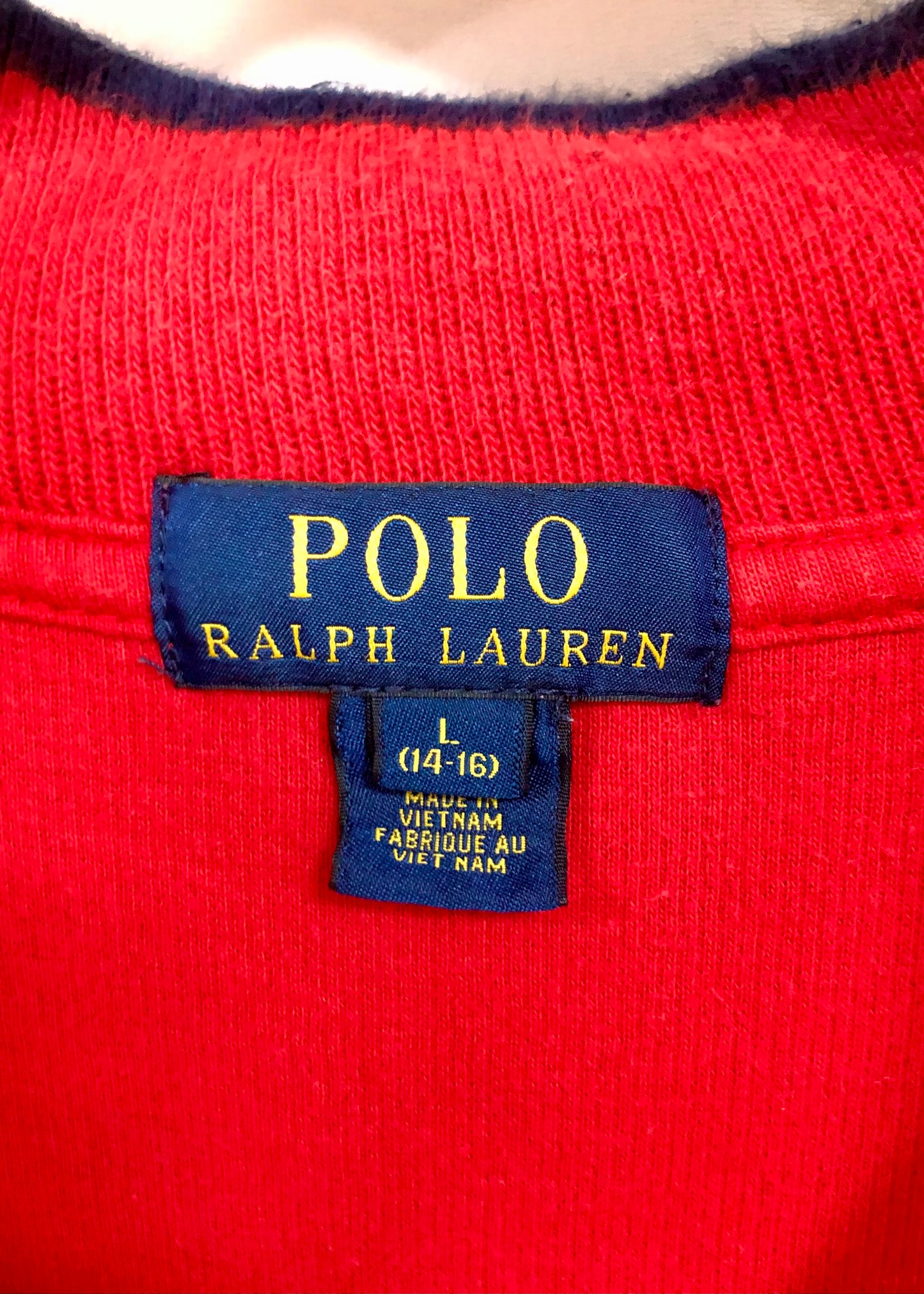 Sueter Jersey de niño Polo Ralph Lauren 🏇🏼 color rojo con logo azul navy Talla L