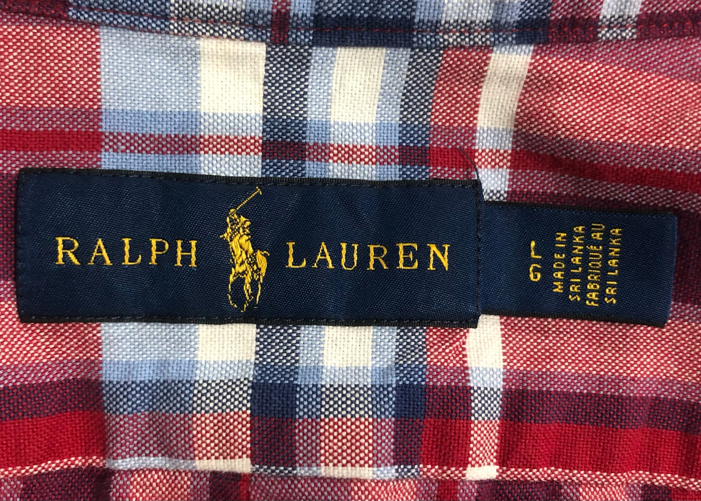 Camisa Polo Ralph Lauren 🏇🏼 Oxford con patron de cuadros en color rojo, azul y blanco Talla L Entalle Regular
