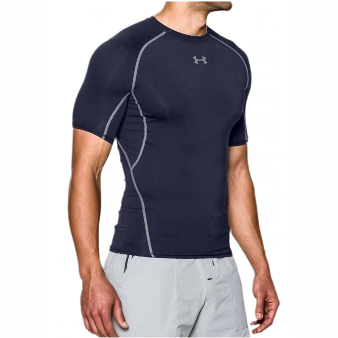 Camiseta de compresión Under Armour 🏋🏽 color azul navy y logo en gris Talla Large