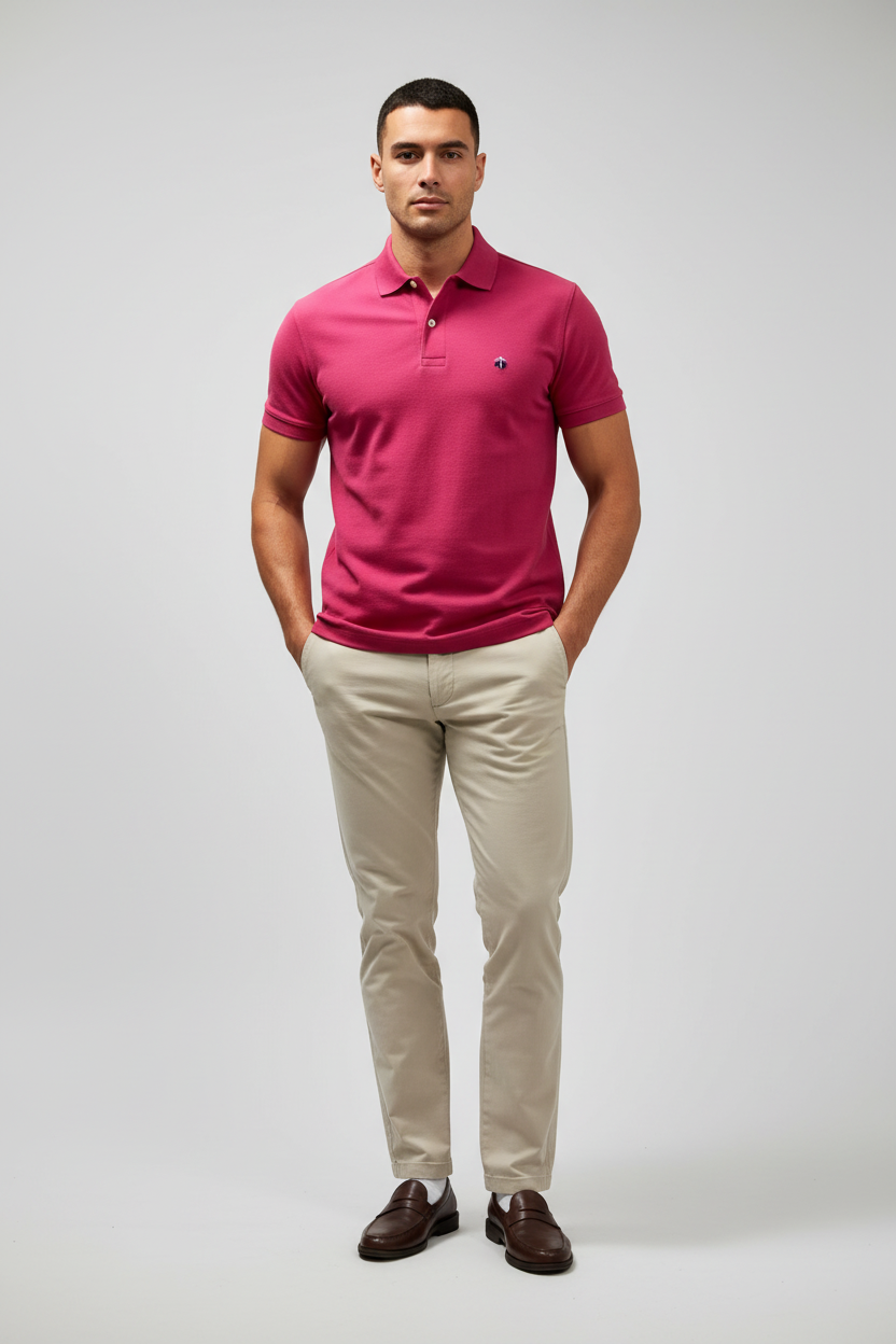 Camiseta Polo Brooks Brothers 🐑 color rosado intenso Talla M Entalle Slim Fit