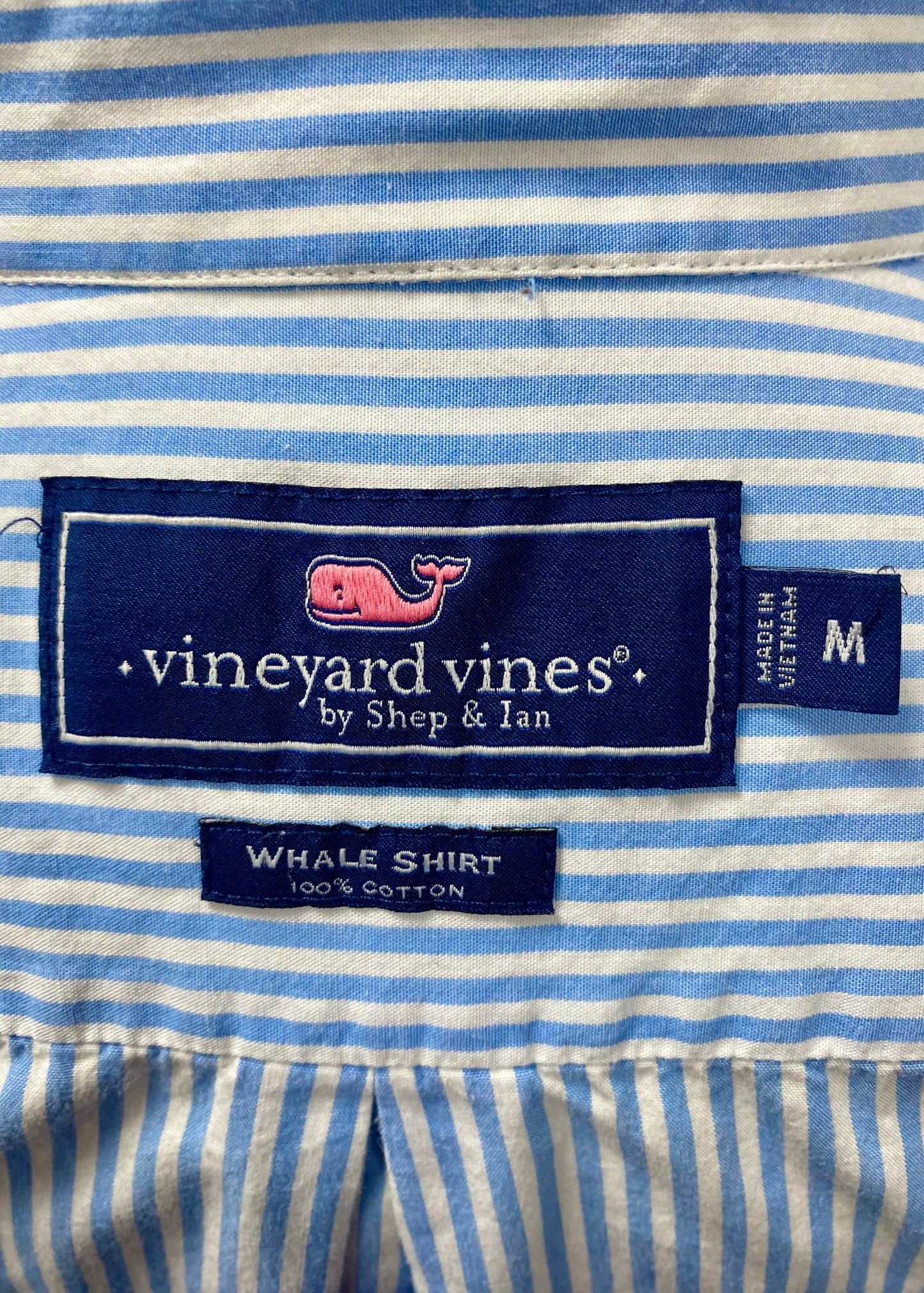 Camisa de botones Vineyard Vines 🐳 con patrón de rayas en color celeste y blanco Talla M Entalle Regular