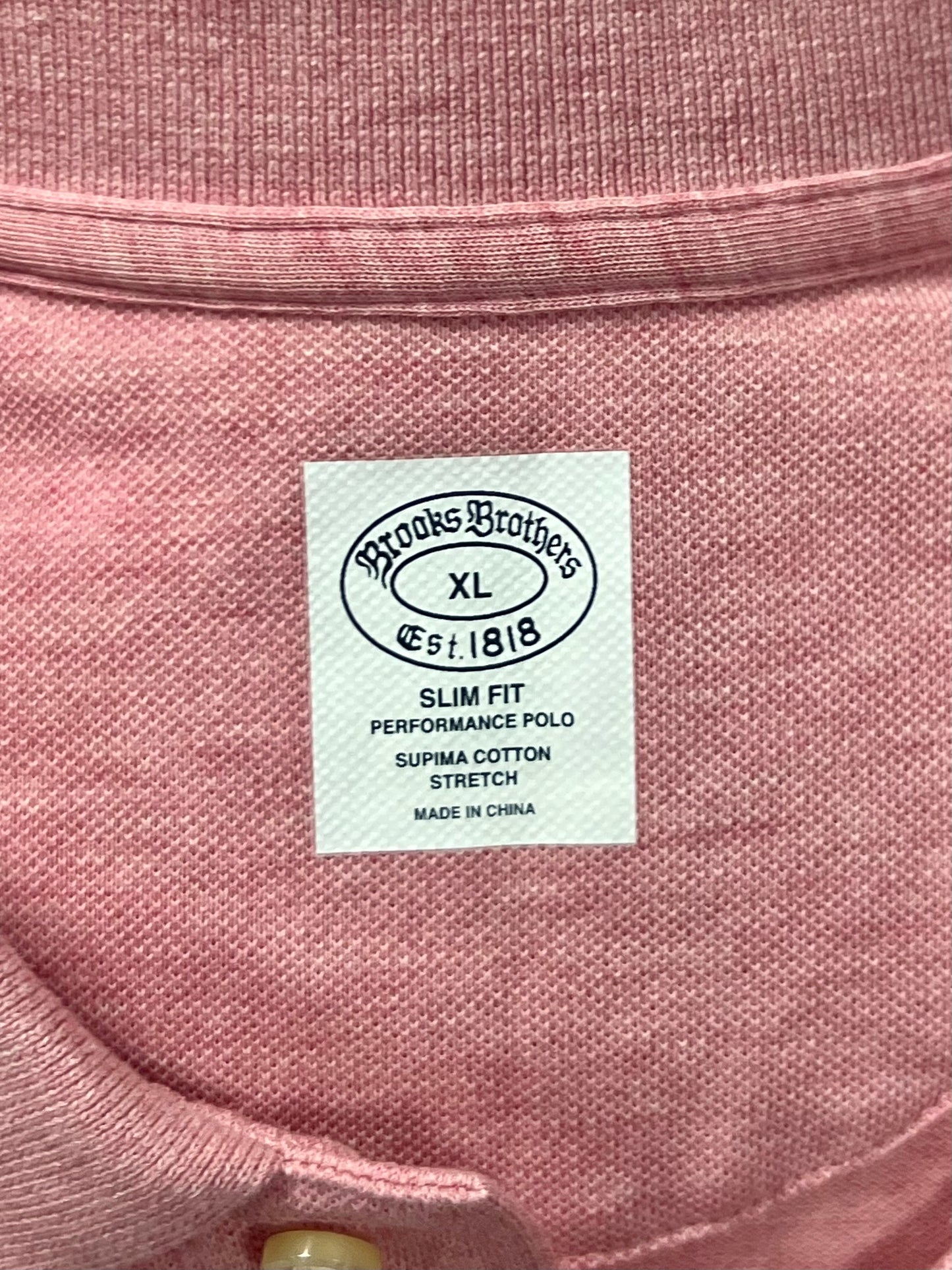 Camiseta Polo Brooks Brothers 🐑 color rosado claro Talla XL Entalle Slim Fit