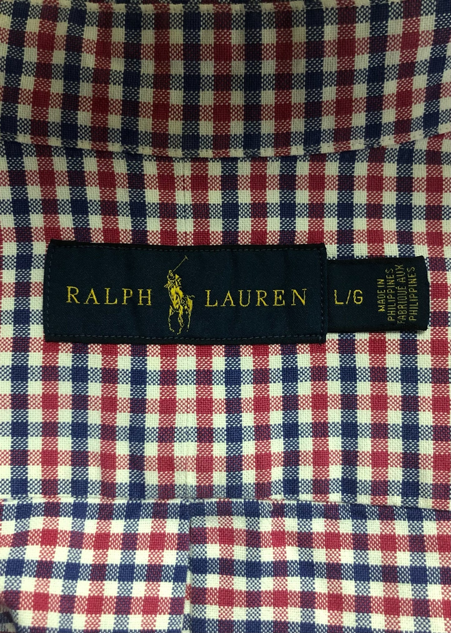Camisa Polo Ralph Lauren 🏇🏼 Oxford de cuadros gingham rojo, azul y blanco Talla L Entalle Regular