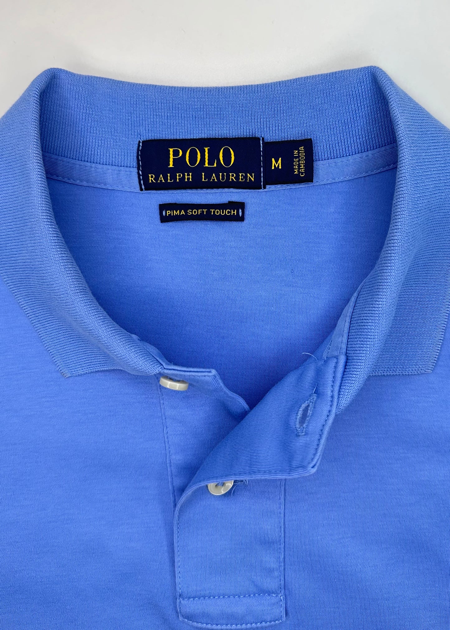 Camiseta Polo Ralph Lauren 🏇🏼 Pima color Celeste Talla M Entalle Regular