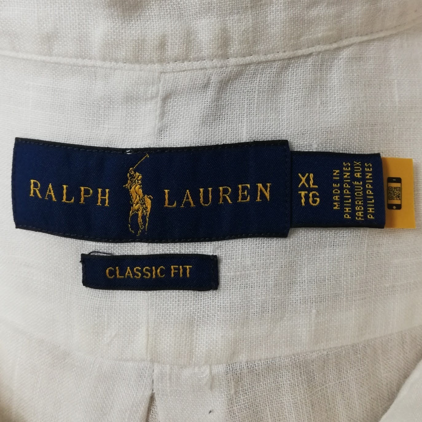 Camisa Polo Ralph Lauren 🏇🏼 de Lino en color blanco Talla XL Entalle Clásico