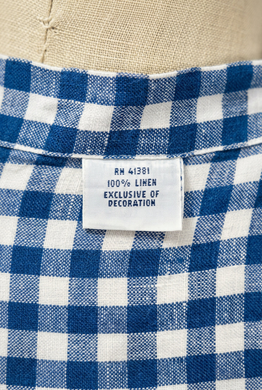 Camisa de botones Polo Ralph Lauren 🏇🏼 De lino con patrón de cuadros gingham azul y blanco Talla L Entalle Regular