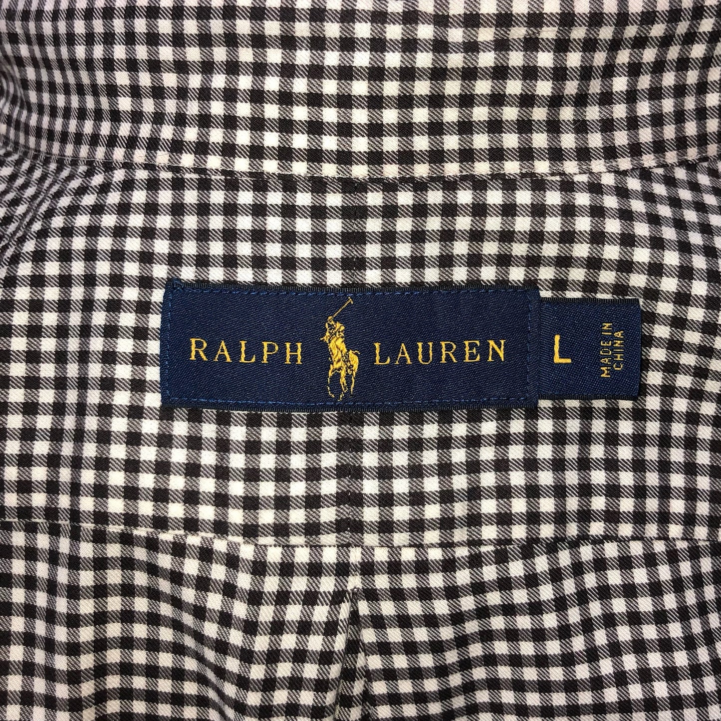 Camisa Polo Ralph Lauren 🏇🏼 con patron de cuadros finos negro y blanco Talla L Entalle Regular