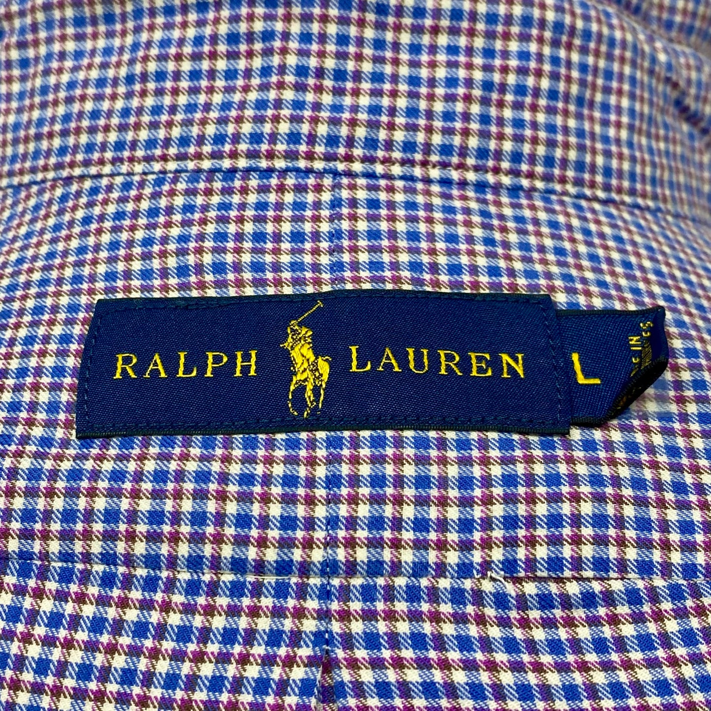 Camisa Polo Ralph Lauren 🏇🏼 con patrón de cuadros en color rojo oscuro, azul y blanco Talla L Entalle Regular