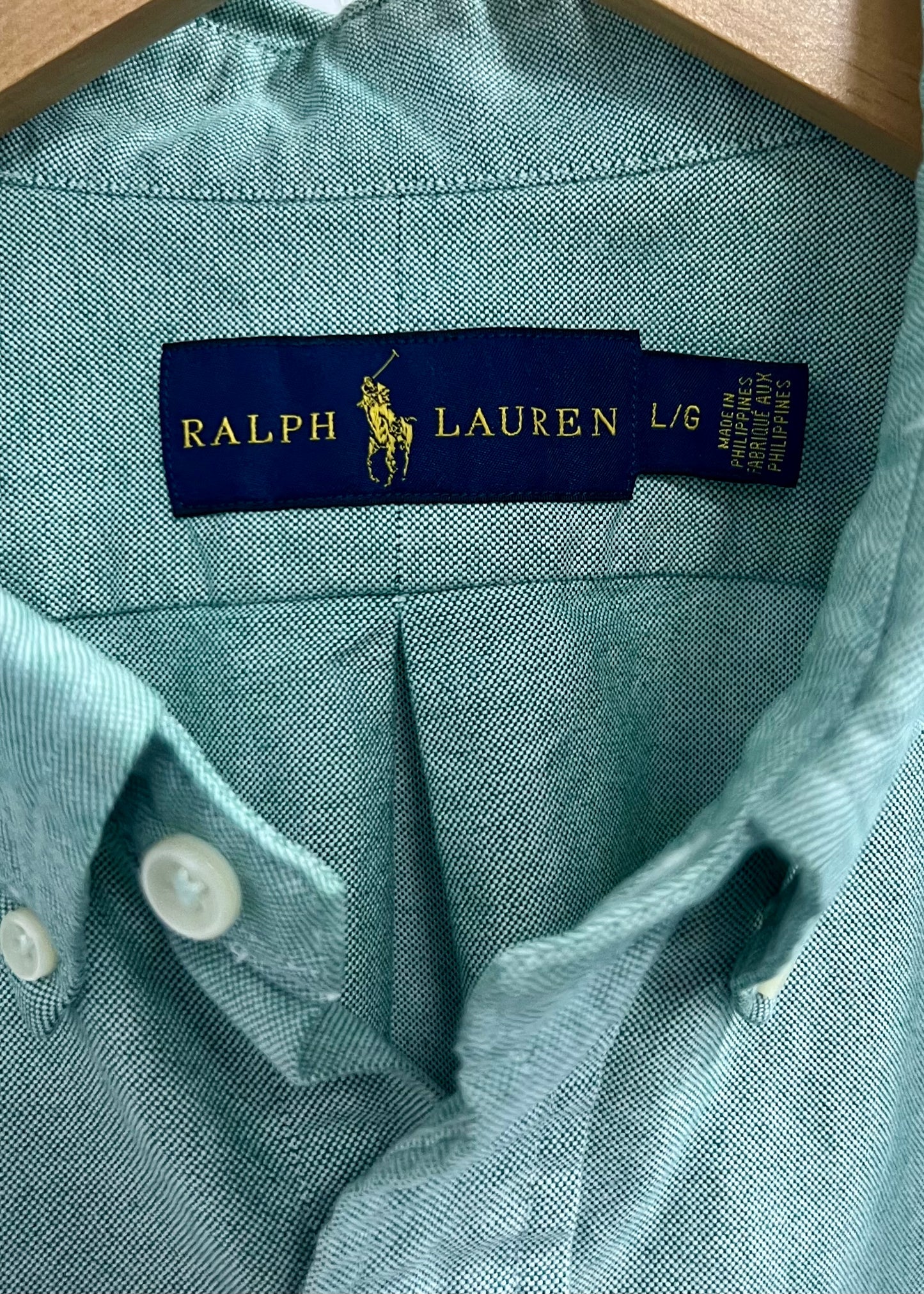 Camisa de botones Polo Ralph Lauren 🏇🏼 Oxford en color verde menta Talla L Entalle Regular