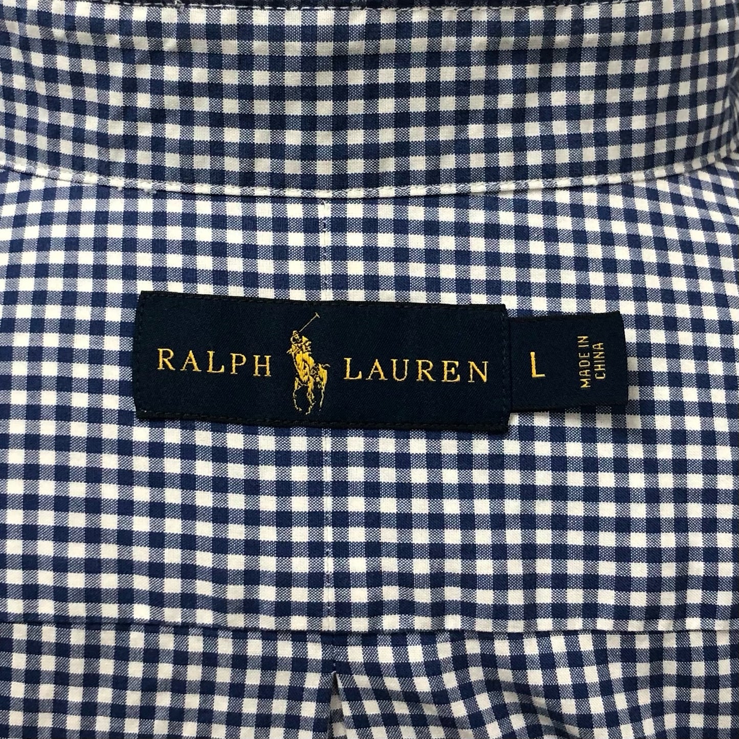 Camisa de botones Polo Ralph Lauren 🏇🏼 con patrón de cuadros gingham azul navy y blanco Talla L Entalle Regular