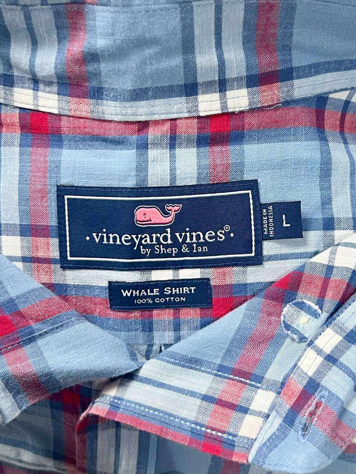Camisa Vineyard Vines 🐳 de cuadros tartán en rojo, azul y blanco Talla L Entalle Regular