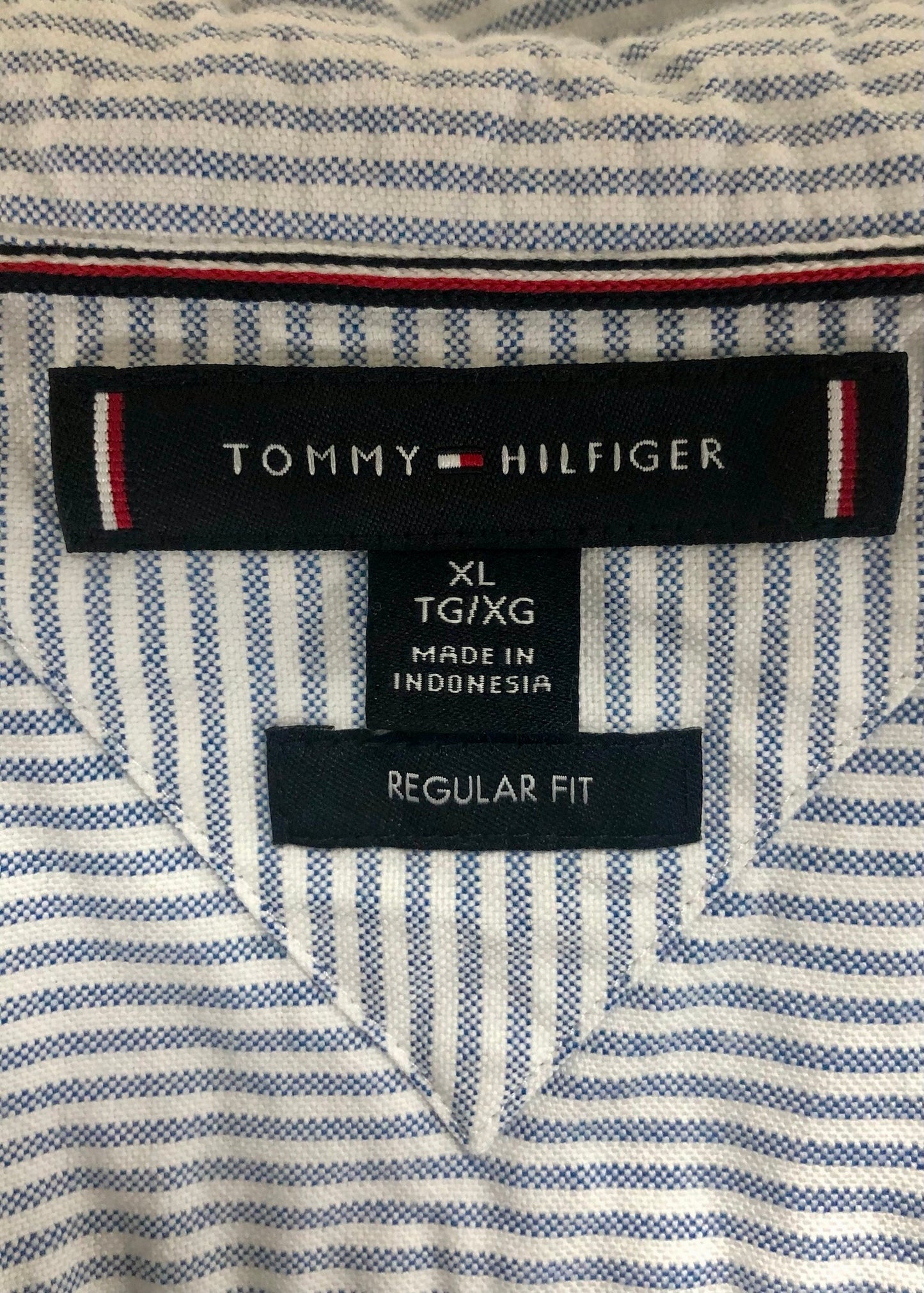 Camisa Tommy Hilfiger 🇺🇸 Oxford con patrón de rayas en color celeste y blanco Talla XL Entalle Regular