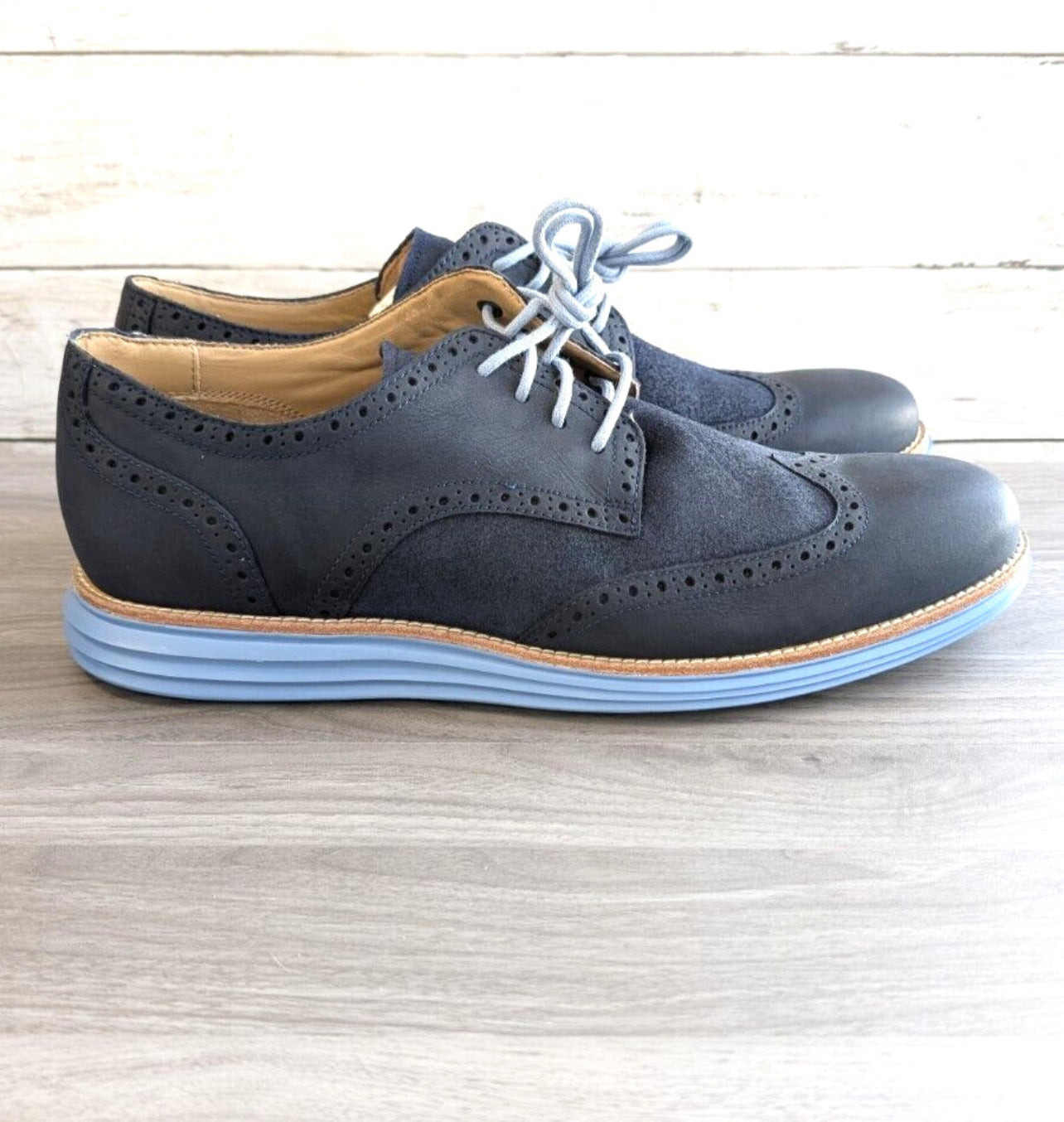 Zapatos Oxfords de cuero Cole Haan 🎩 Color azul y suela de goma Talla 10