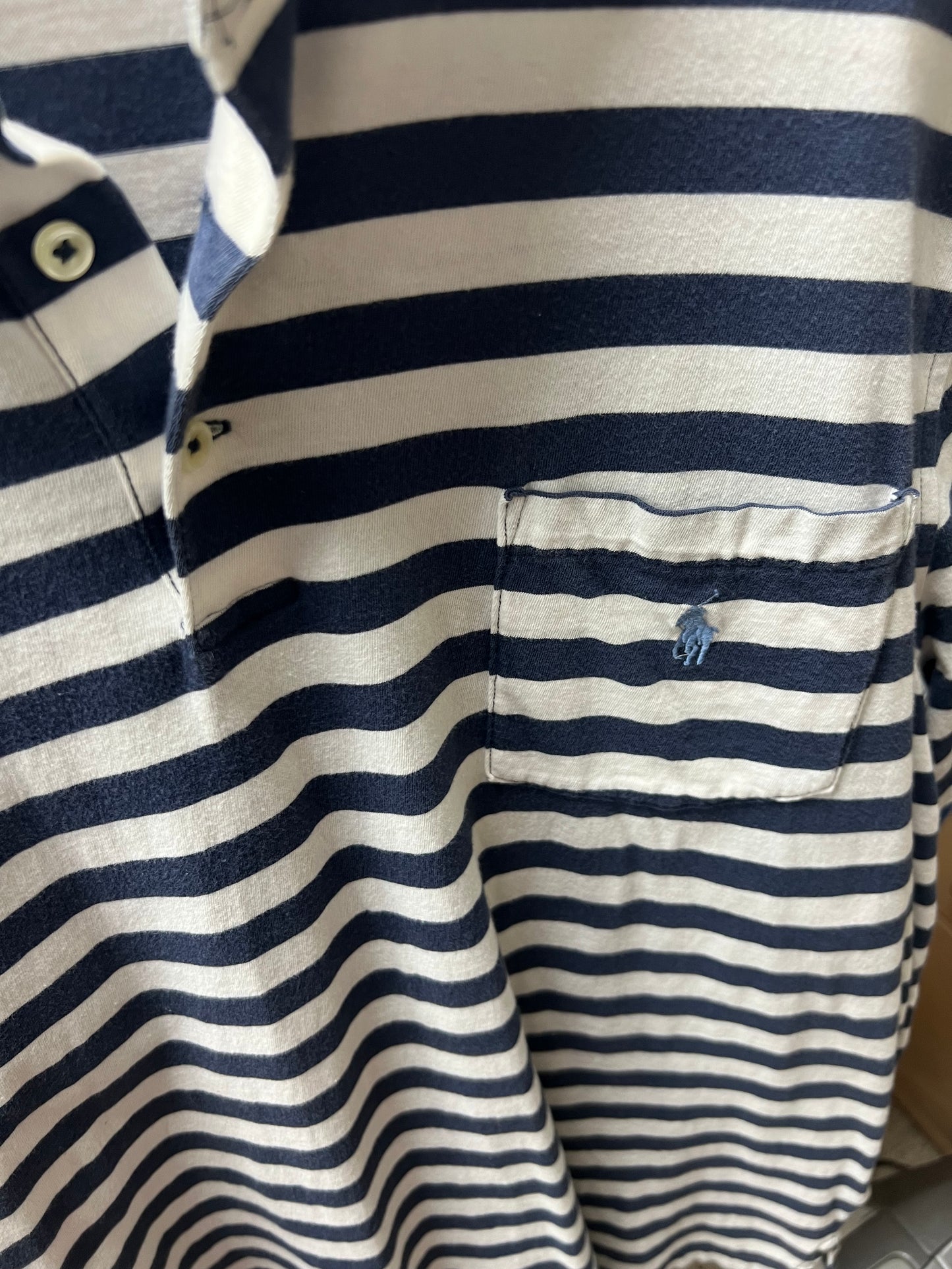Camiseta Polo Ralph Lauren 🏇🏼 de rayas en color azul y blanco Talla L Entalle Regular (ver descripción)