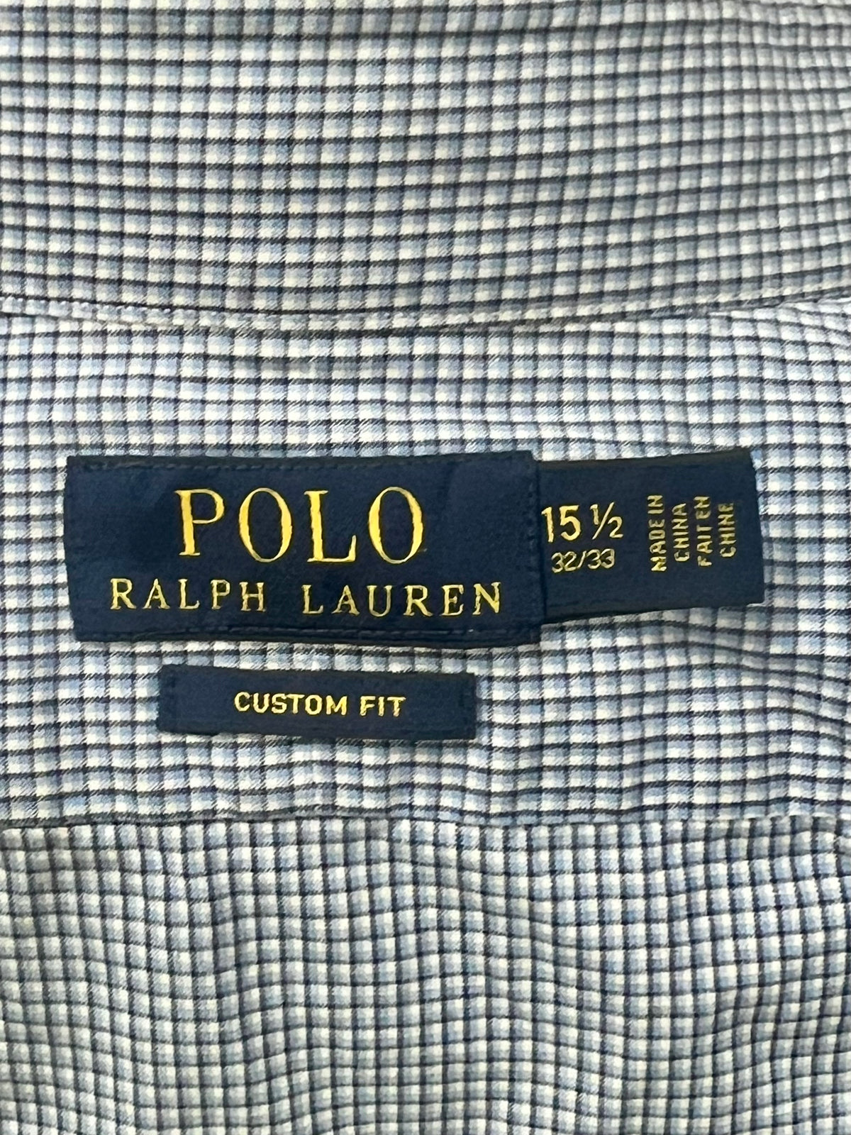 Camisa Polo Ralph Lauren 🏇🏼 de cuadros finos en azul y blanco Talla M Entalle Custom Fit