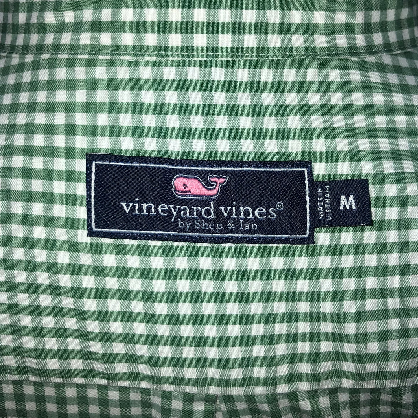 Camisa Vineyard Vines 🐳 con patron de cuadros gingham en color verde claro y blanco Talla M Entalle Regular