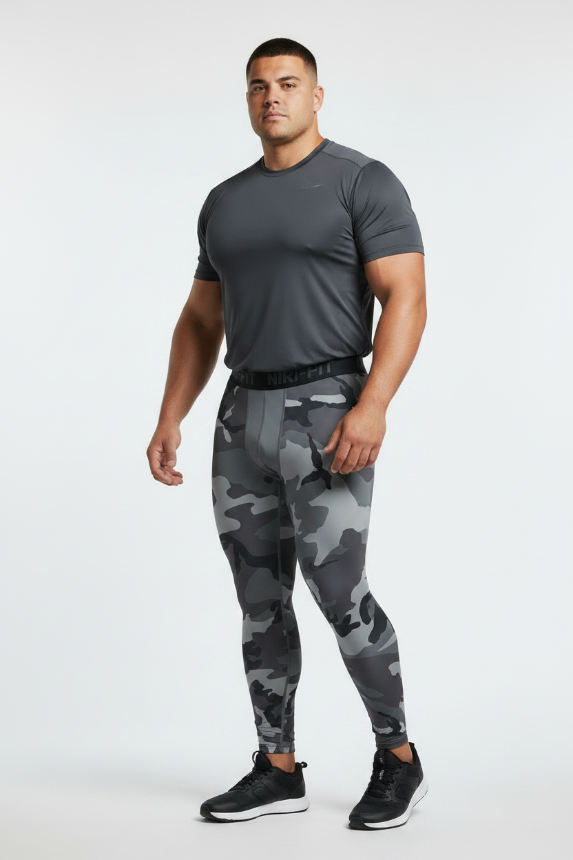 Malla de entrenamiento licra Nike ✔️ Pro Dri-FIT de 3/4 de largo de hombre con diseño de camuflaje en gris cintura gris oscuro Talla L