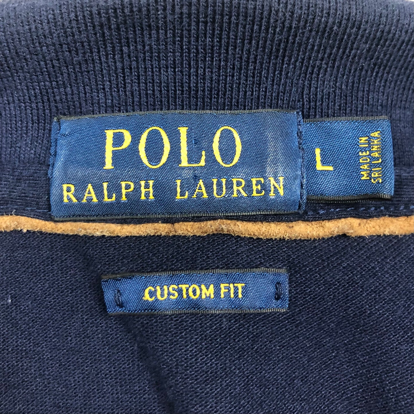 Camiseta Polo Ralph Lauren 🏇🏼color azul navy con logo de escudo dorado Talla L Entalle Custom Fit