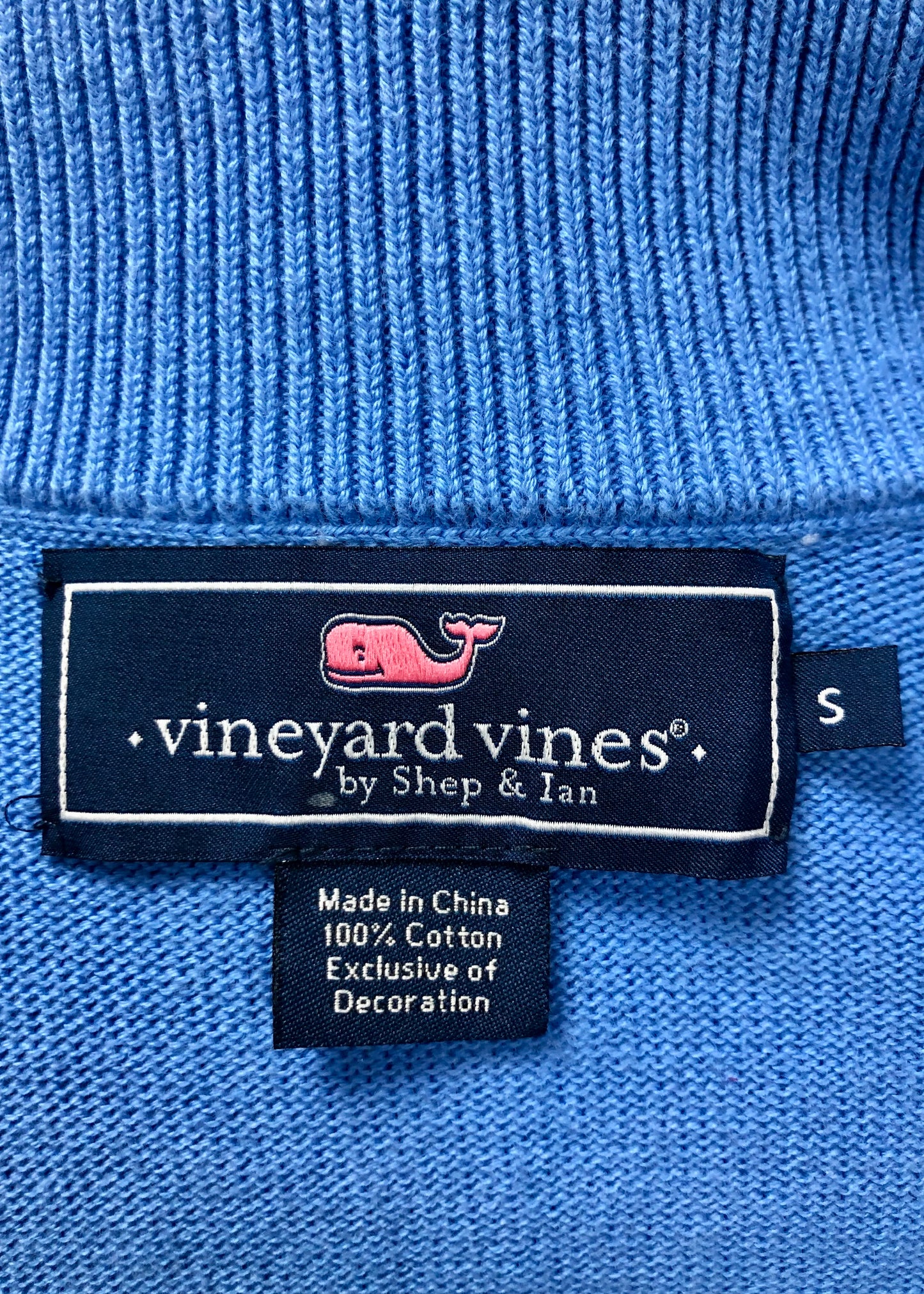 Sueter Jersey Vineyard Vines 🐳 color azul con logo azul navy Tela algodón Pima Talla S