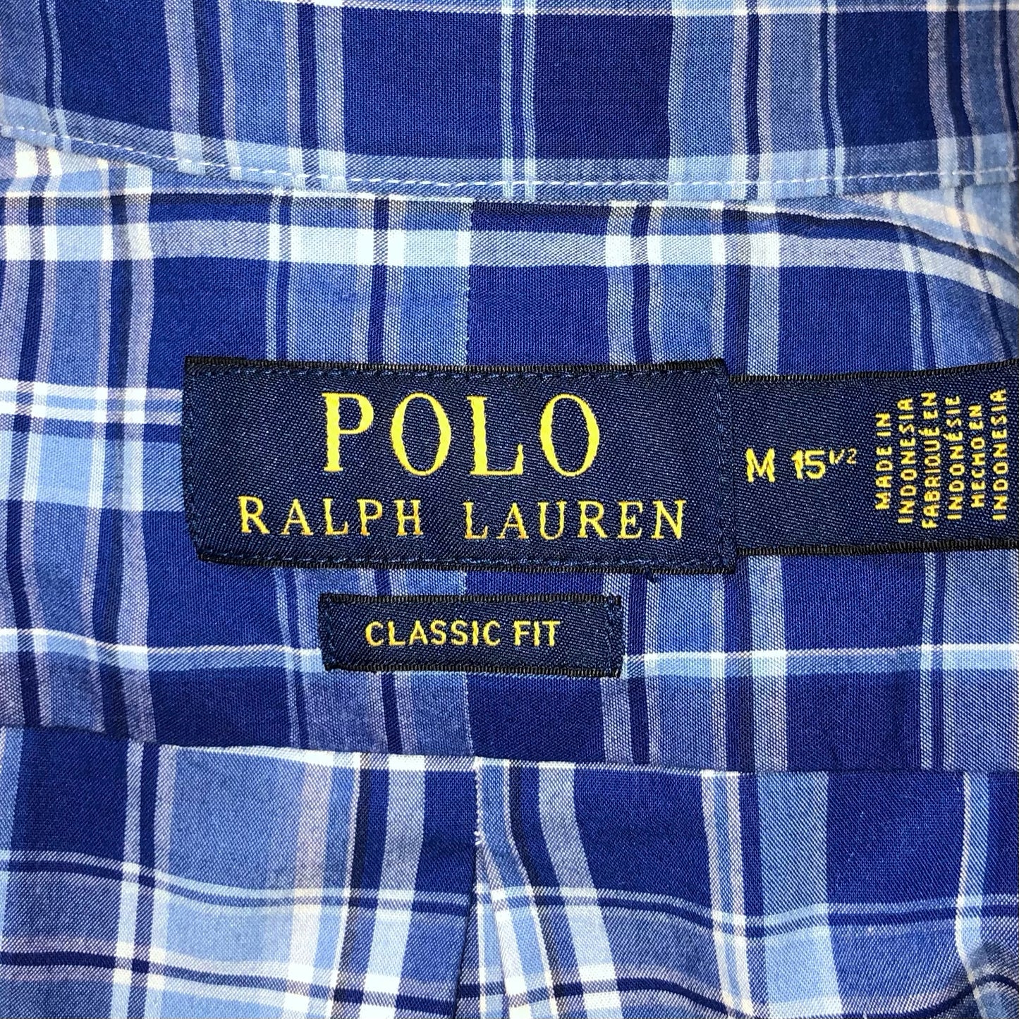 Camisa de botones Polo Ralph Lauren 🏇🏼 de cuadros tartán azul, celeste y blanco Talla M Entalle Clásico