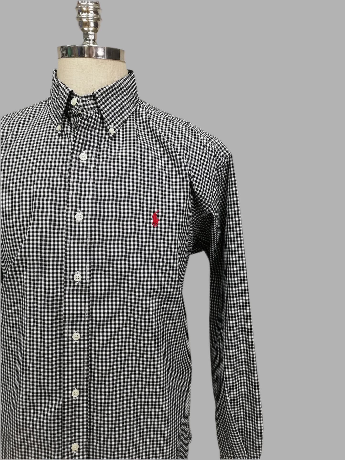 Camisa Polo Ralph Lauren 🏇🏼 con patron de cuadros gingham en negro y blanco Talla XL Entalle Clasico (ver descripción)