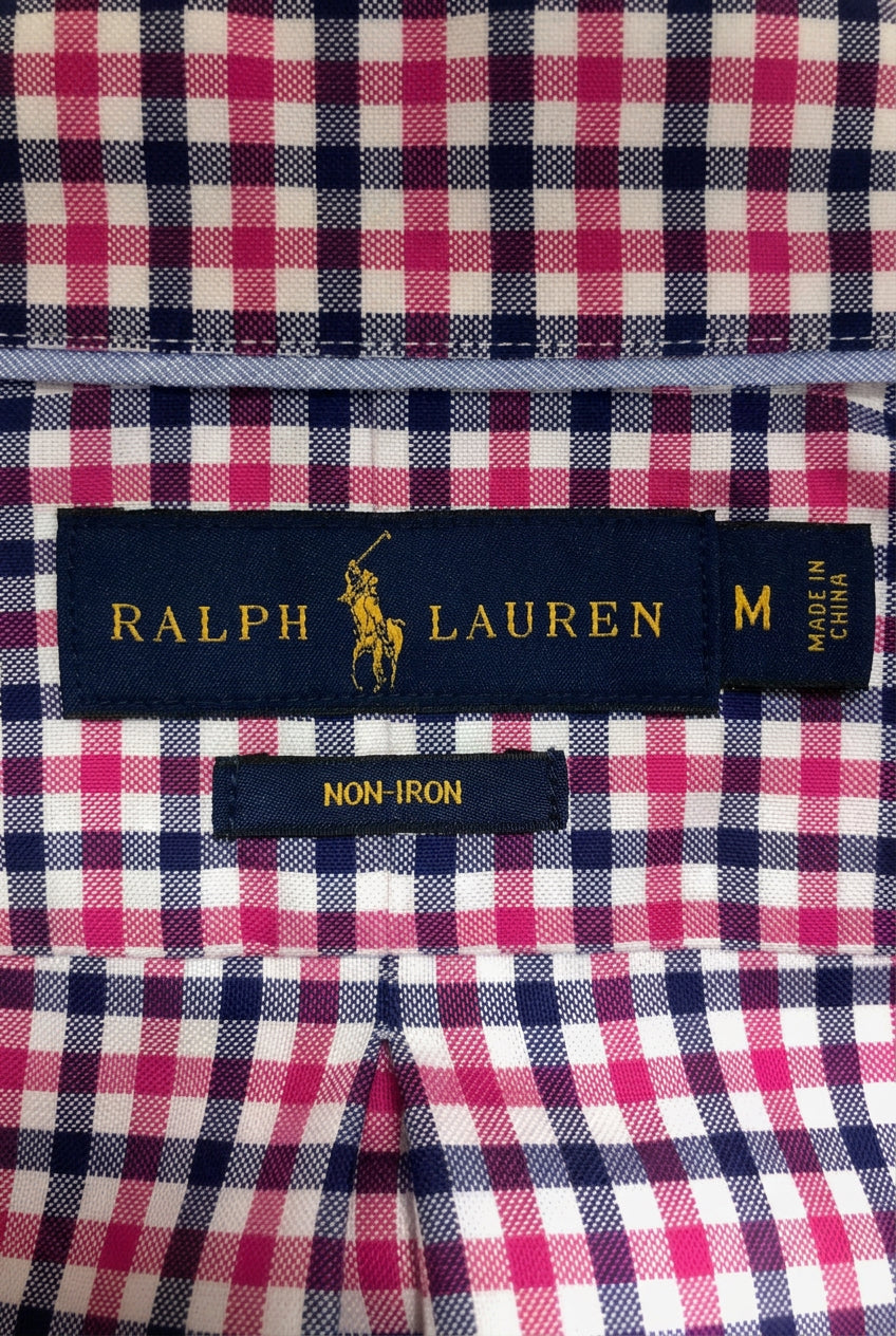 Camisa Polo Ralph Lauren 🏇🏼 color blanco con patrón de cuadros rojo y negro Talla M Entalle Regular