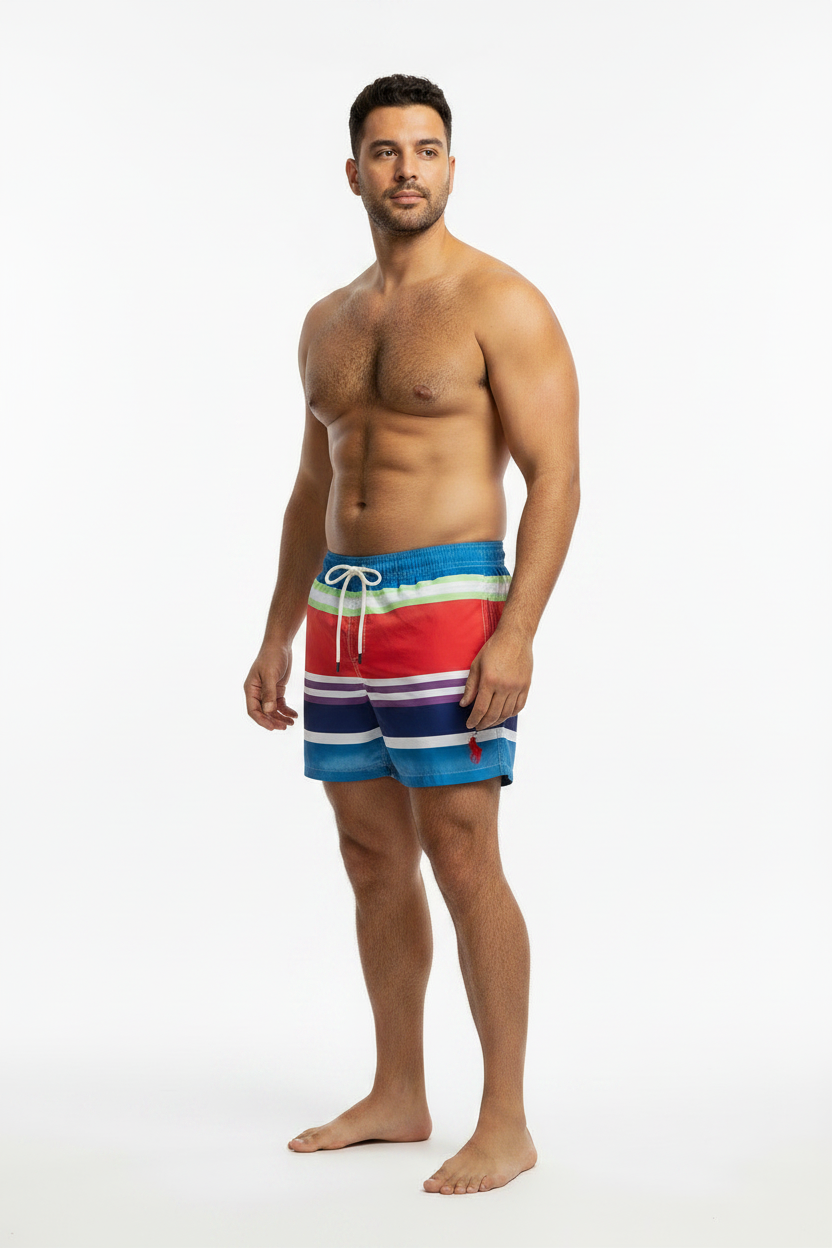 Short de baño Polo Ralph Lauren 🏇🏼 color azul navy con diseño de rayas talla S