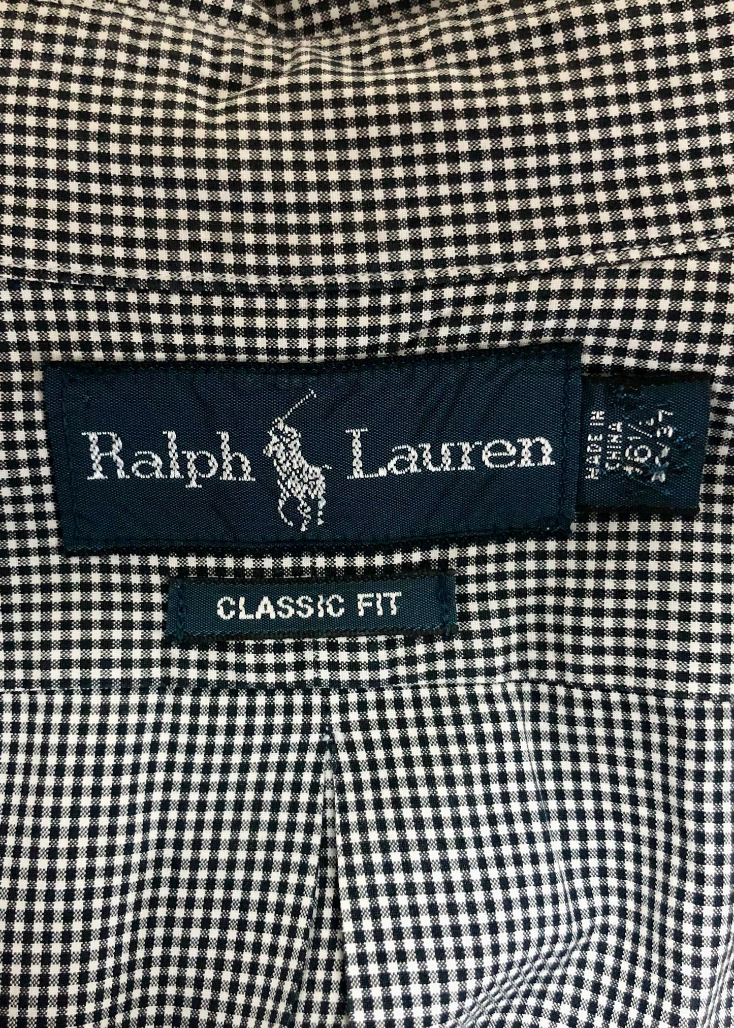 Camisa Polo Ralph Lauren 🏇🏼 de cuadros finos negro y blanco Talla L Entalle Clásico