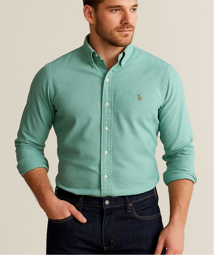 Camisa de botones Polo Ralph Lauren 🏇🏼 Oxford en color turquesa Talla S Entalle Regular